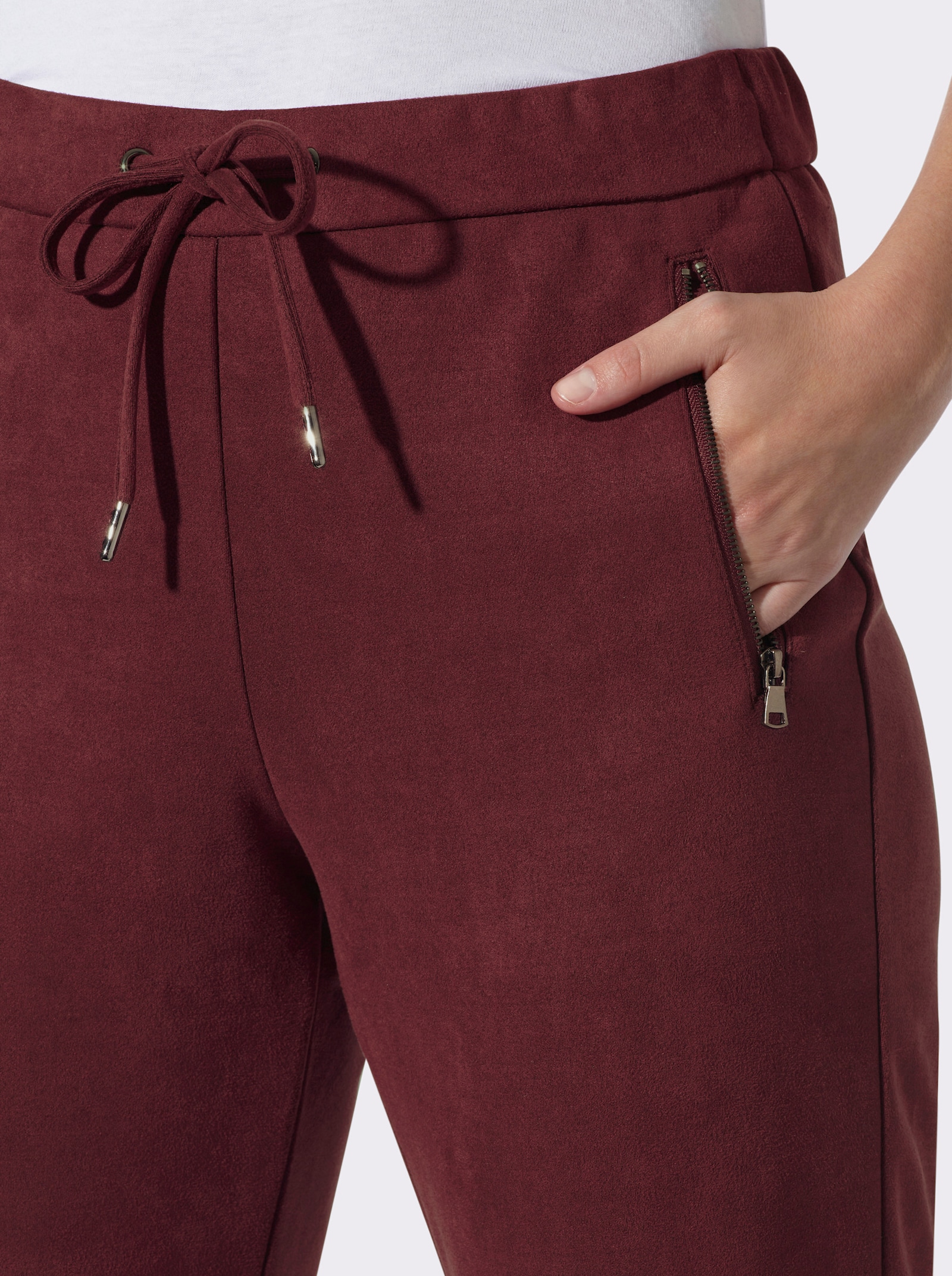 heine Lederimitathose mit Rundum-Dehnbund - burgund