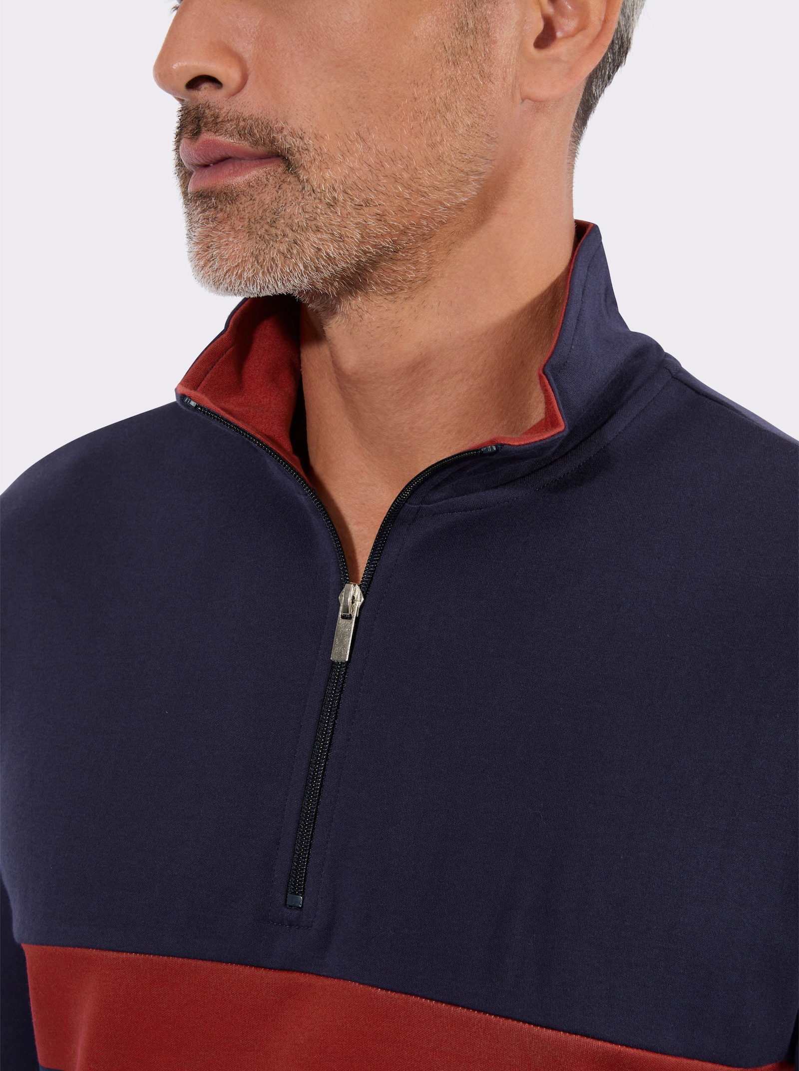 Sweatshirt mit Stehkragen und Reißverschluss - marine