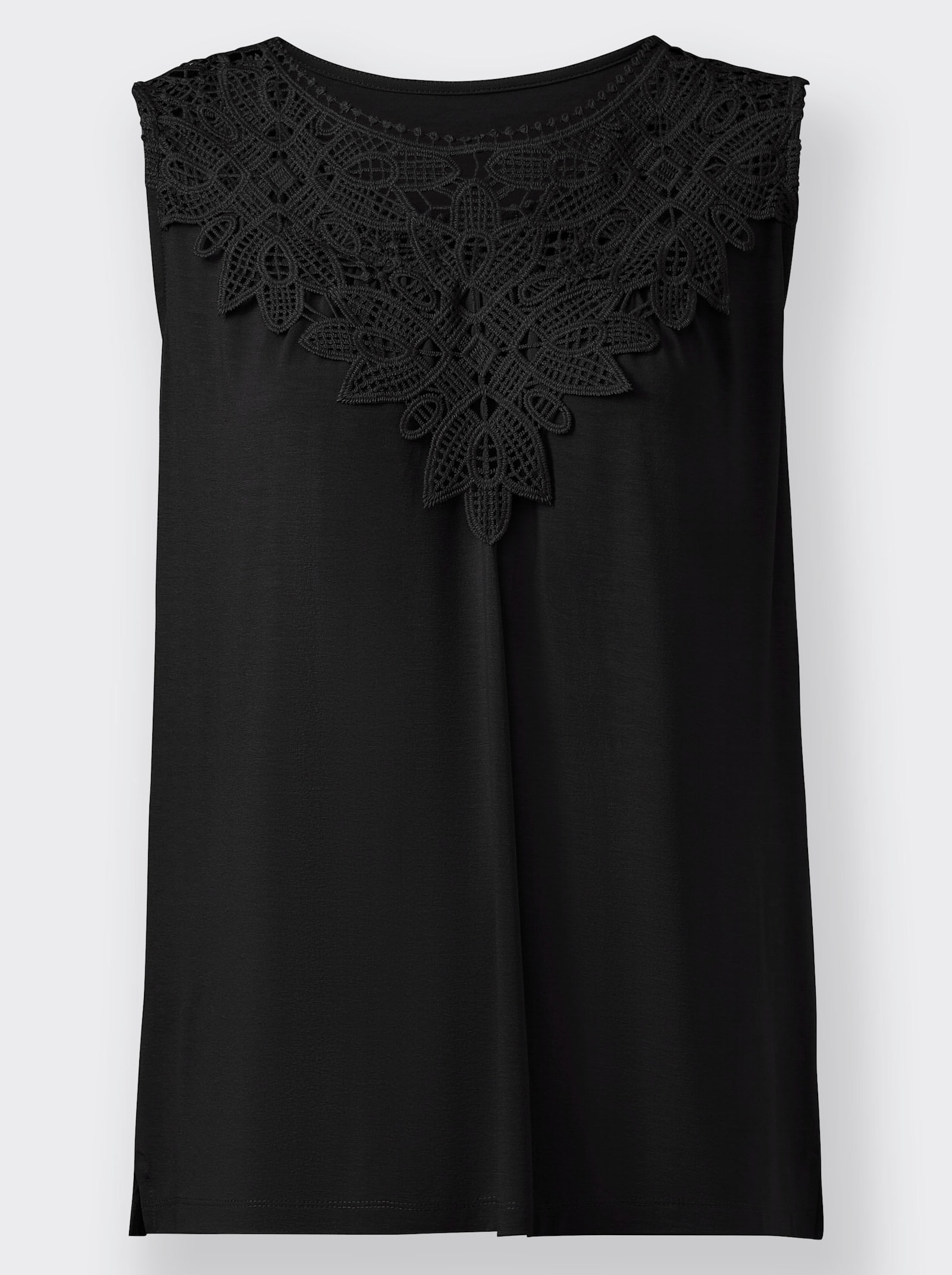 Shirttop mit Spitze am Ausschnitt - schwarz