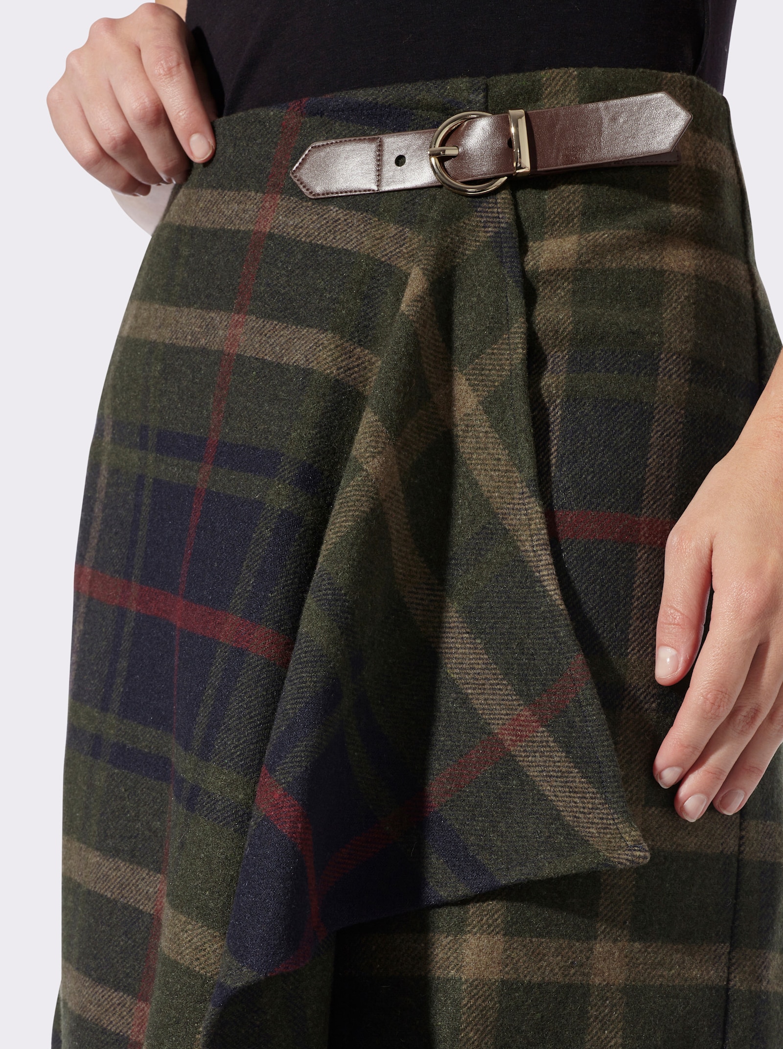 heine Karorock in Wickel-Optik - moos-marine-kariert