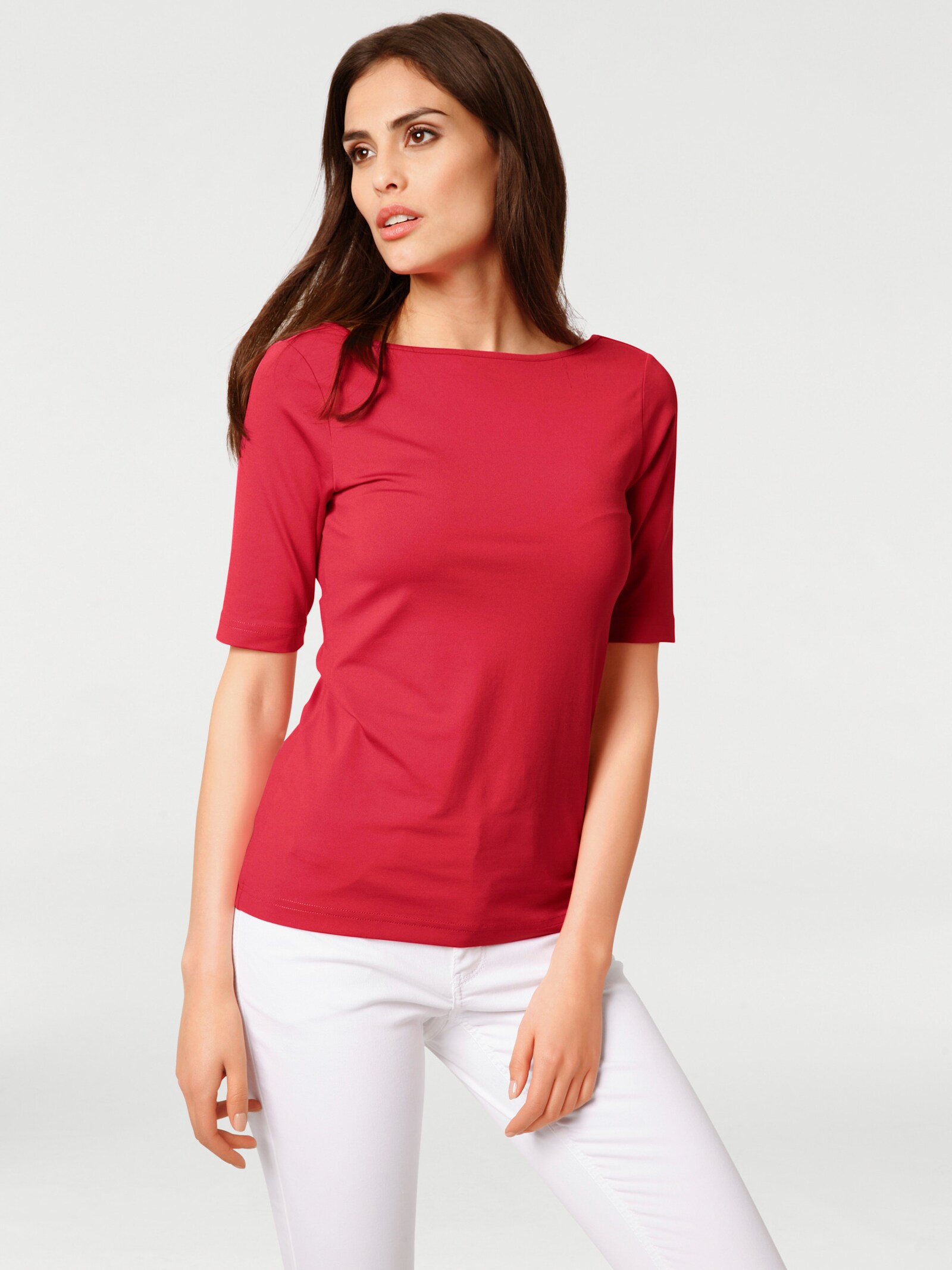 heine Kurzarmshirt mit V-Ausschnitt hinten - rot