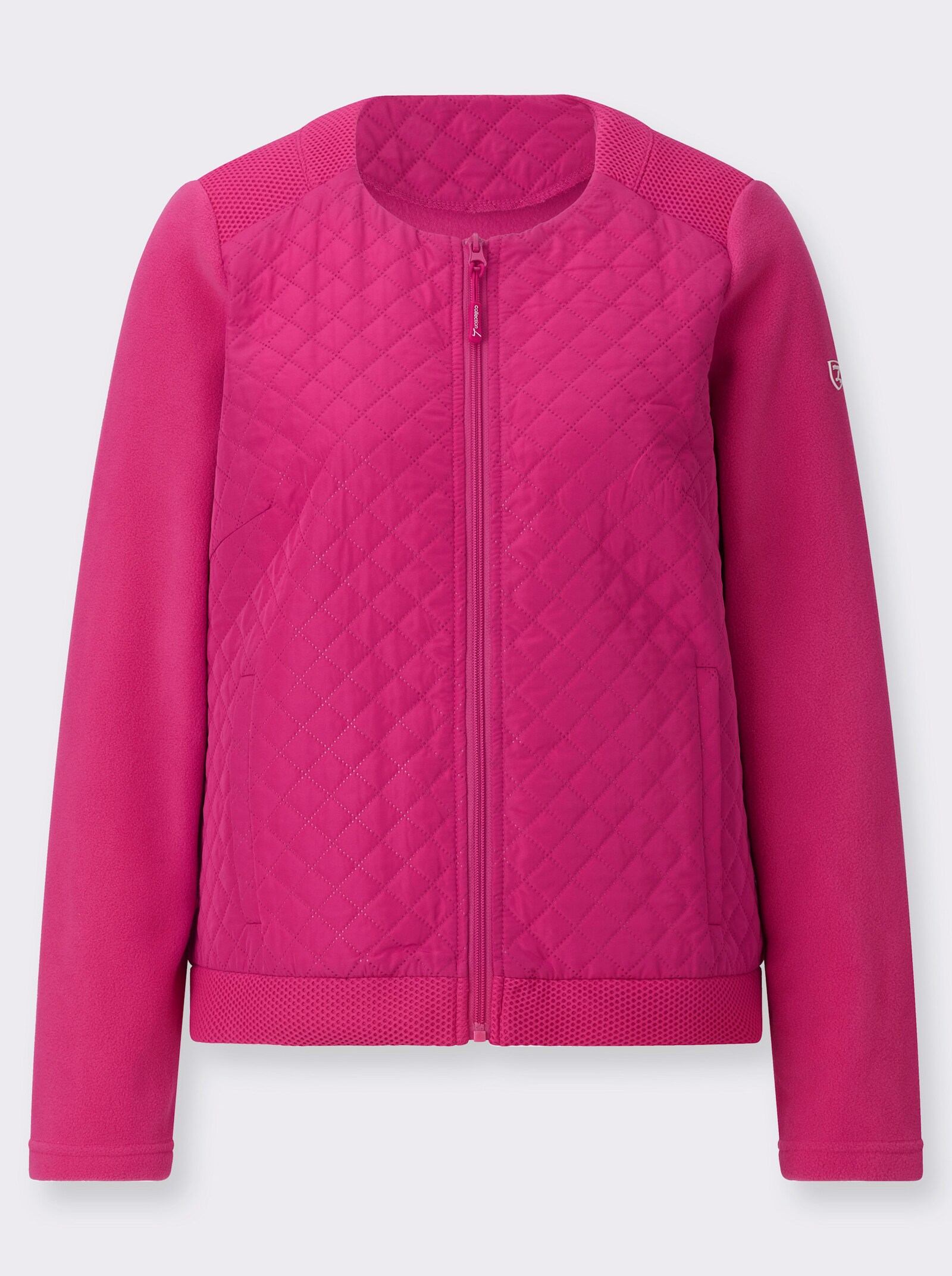 Fleecejacke mit Steppmuster-Einsätzen - fuchsia