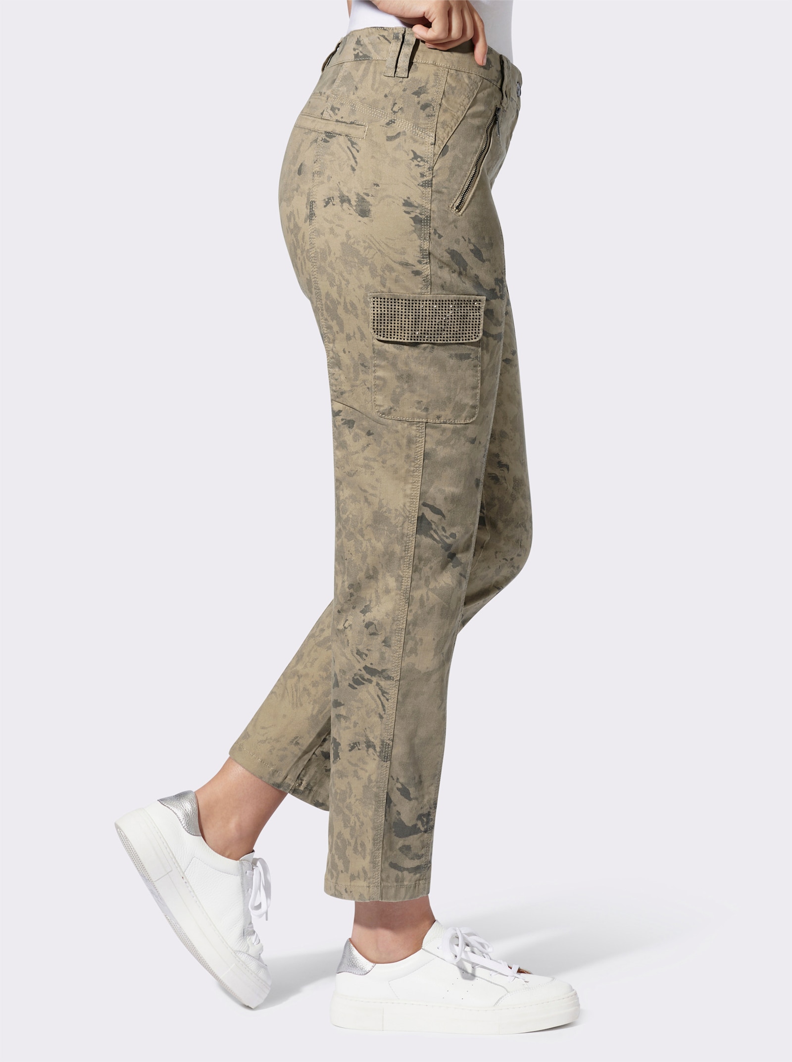 heine Cargohose mit Glitzer-Details - sesam-anthrazit-bedruckt