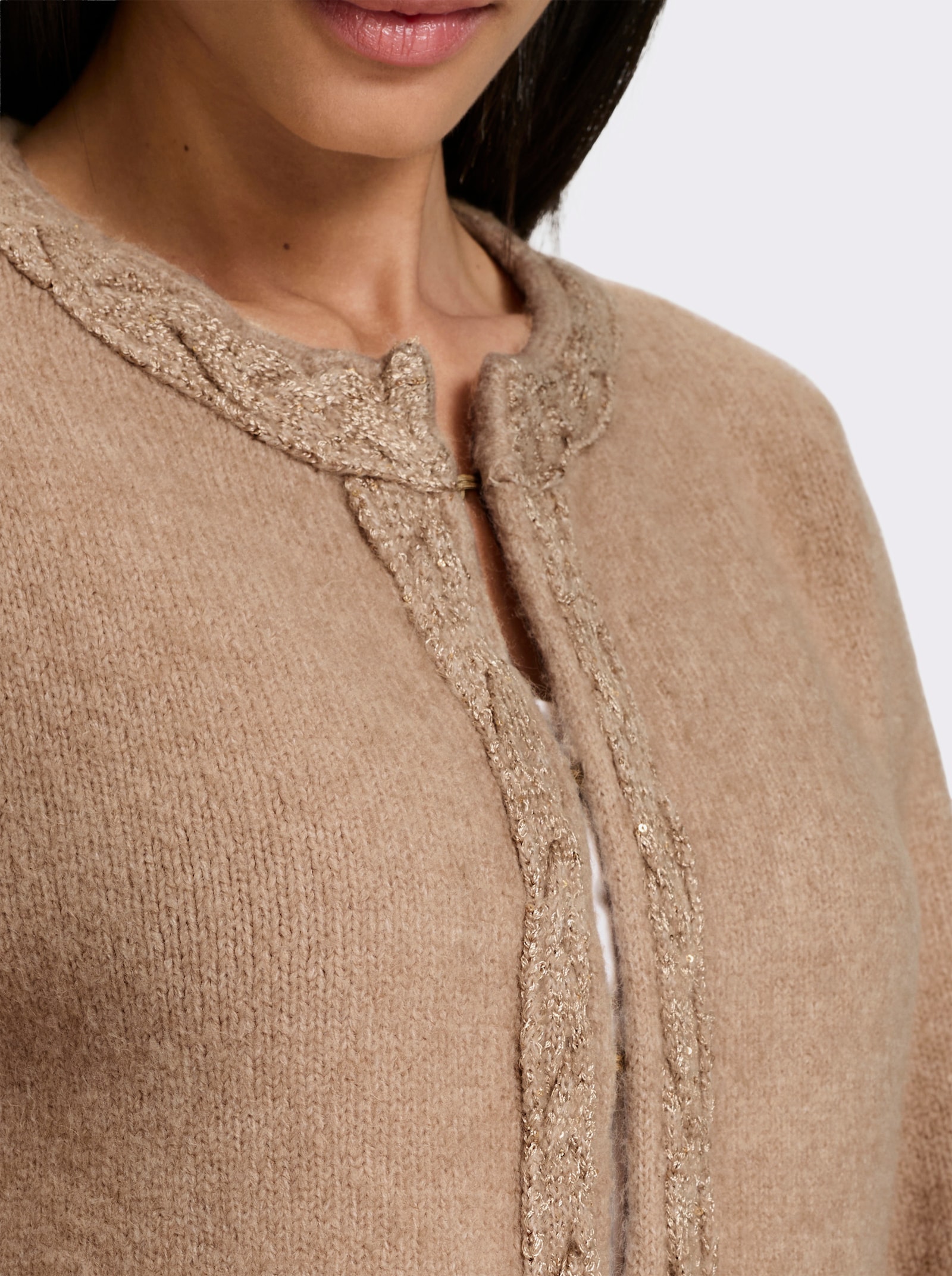 heine Strickjacke mit Effektgarn - camel
