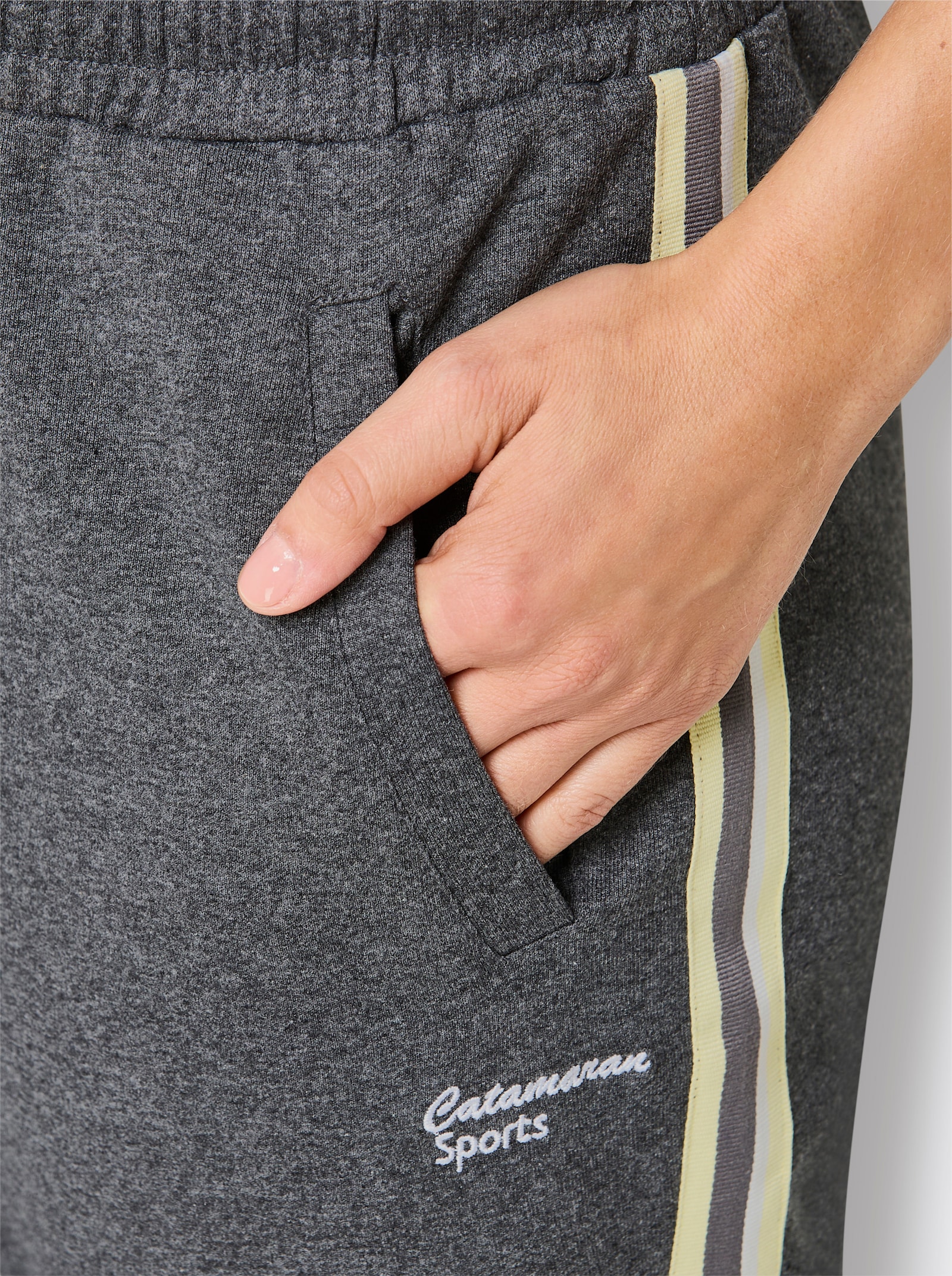 Catamaran Sports Freizeithose mit Kontraststreifen - anthrazit-meliert