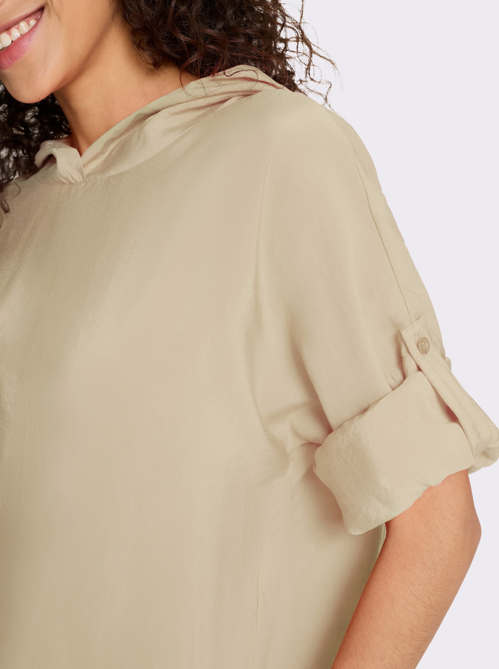 heine Schlupfbluse mit Krempelärmel - sand