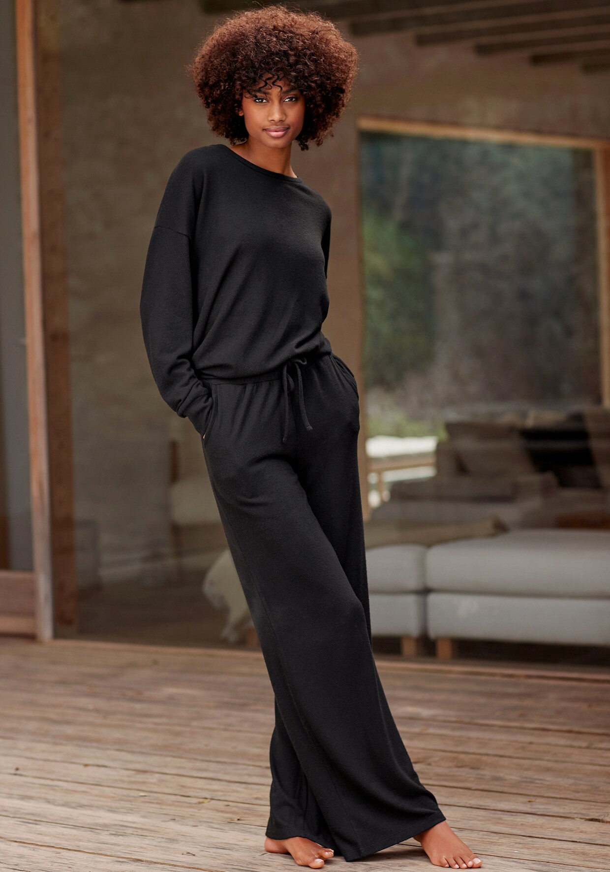 LASCANA Loungehose - schwarz