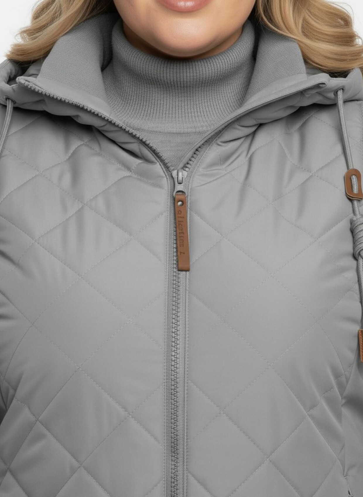 Steppweste mit Strickstehkragen, Microfaser - steingrau