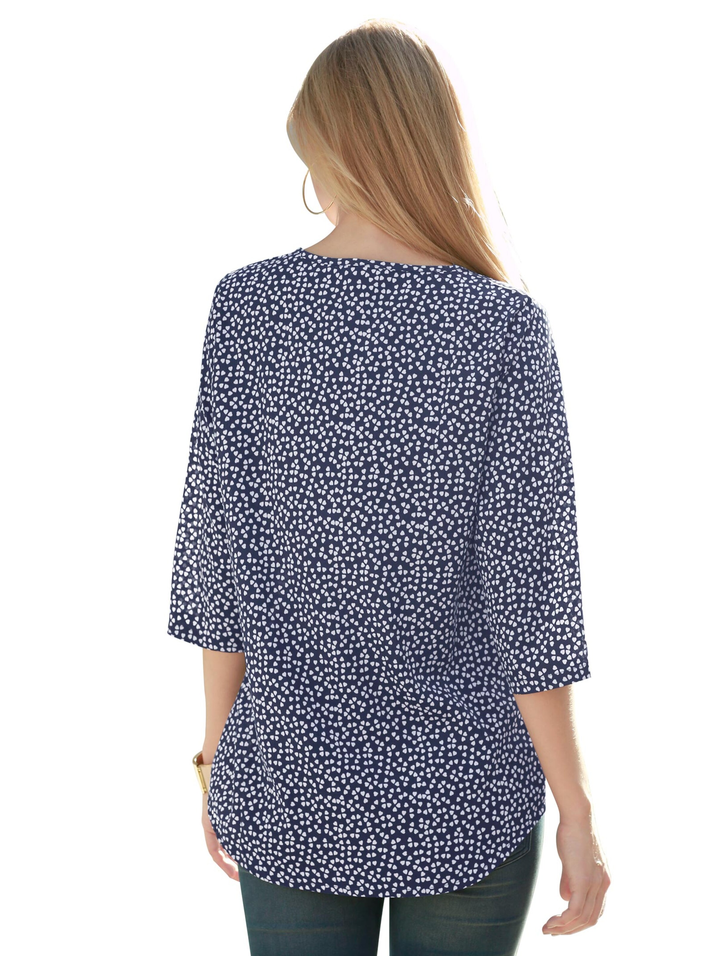 Schlupf-Bluse - marine-gemustert