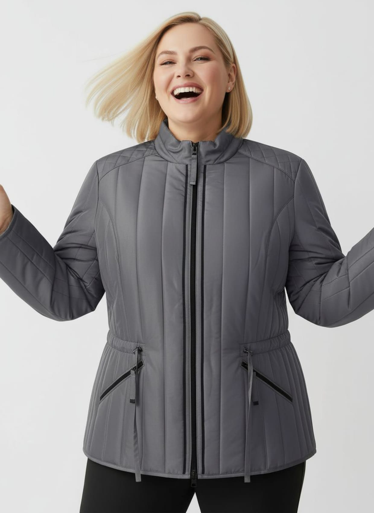 Steppjacke mit Längssteppung - anthrazit