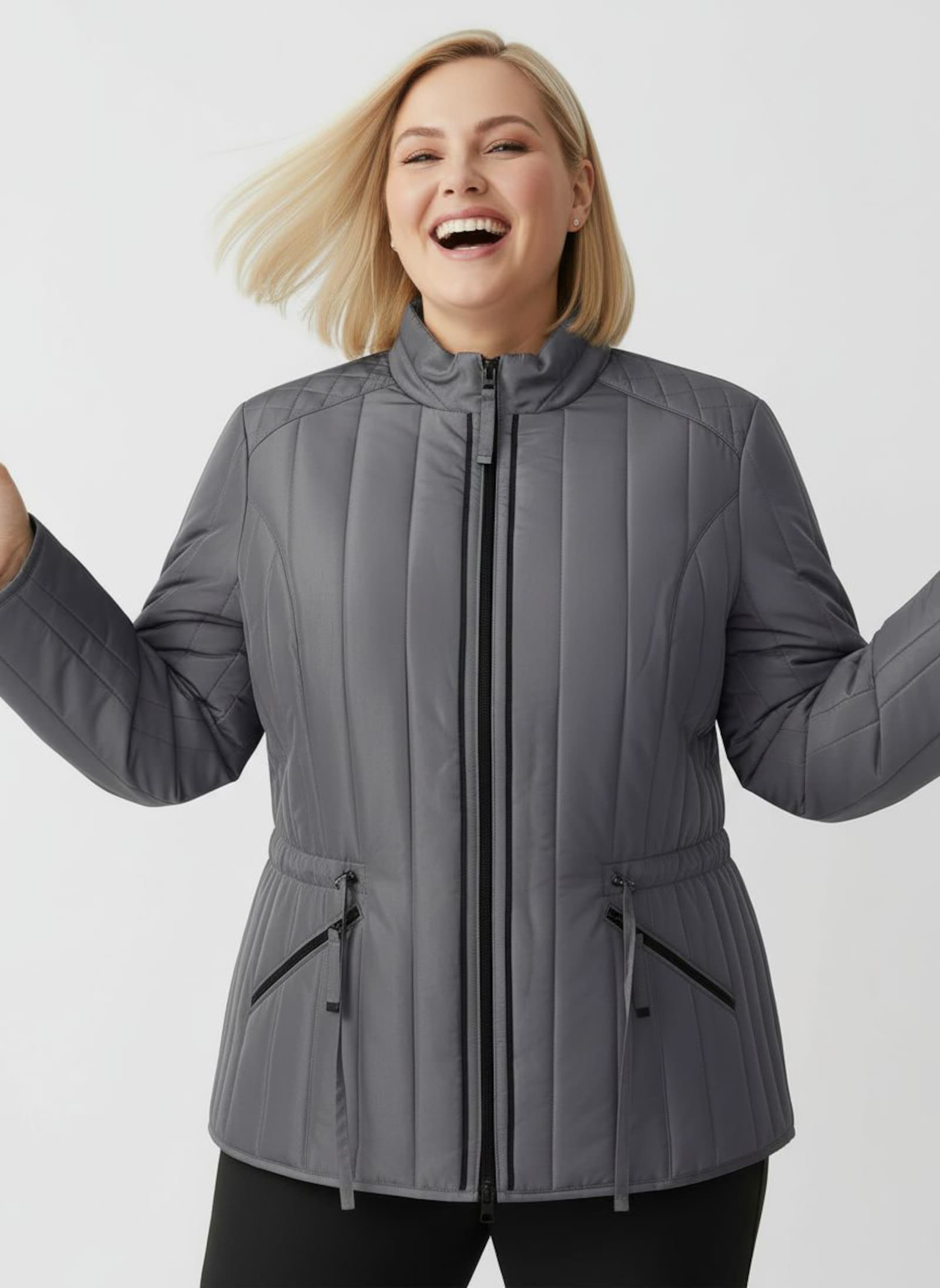 Steppjacke mit Längssteppung - anthrazit