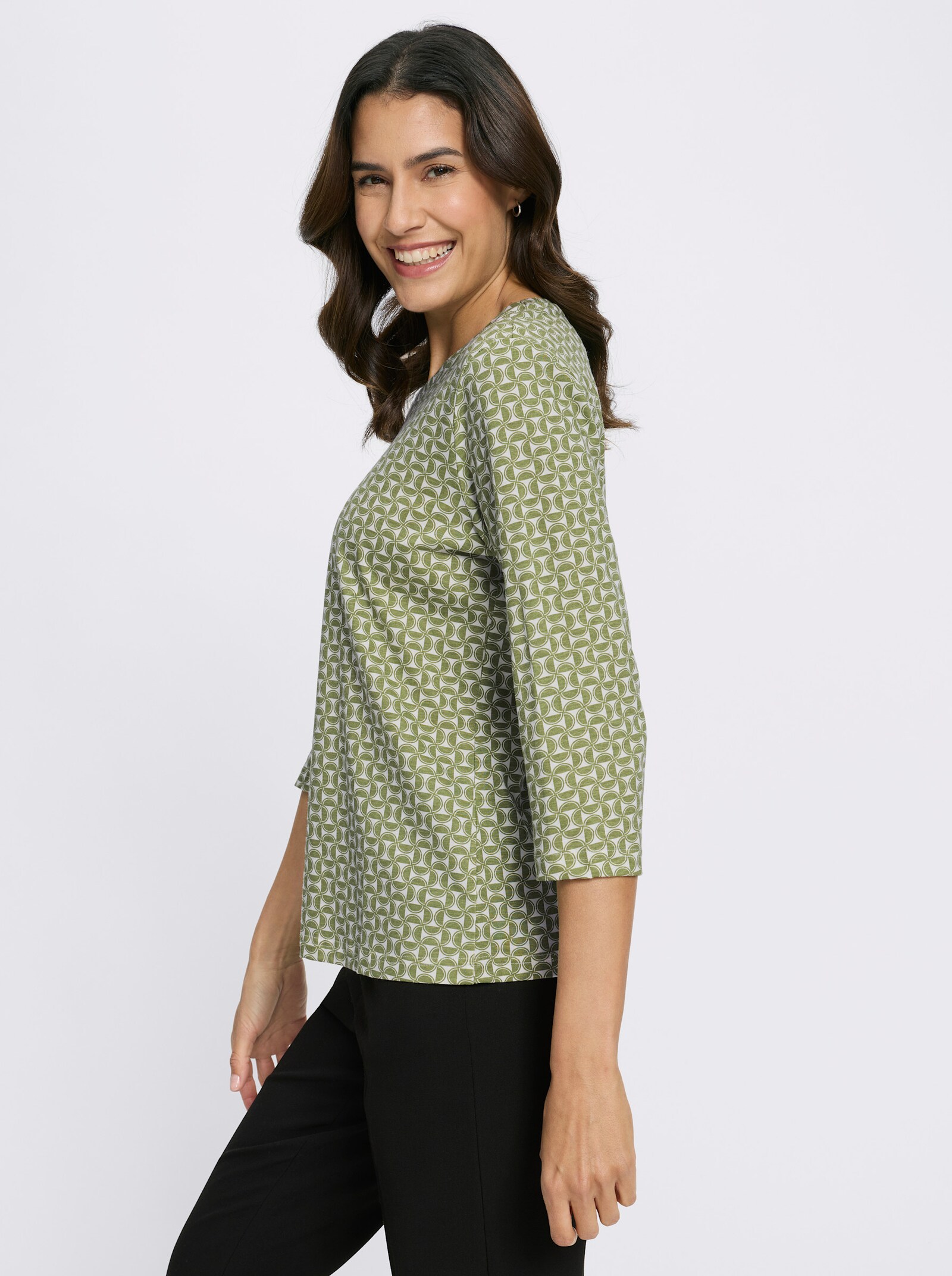 Print-Shirt mit grafischem Dessin - schilf-ecru-bedruckt