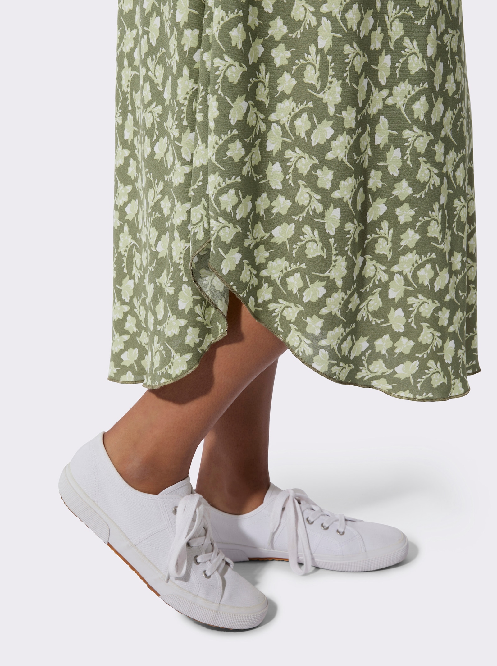 Jurk met print om makkelijk aan te trekken - kaki/wit geprint