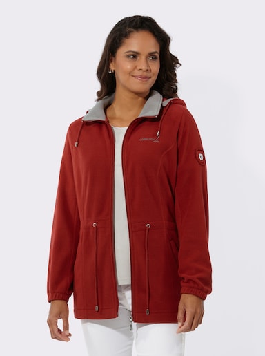 Fleecejacke mit abnehmbarer Kapuze - kirsche