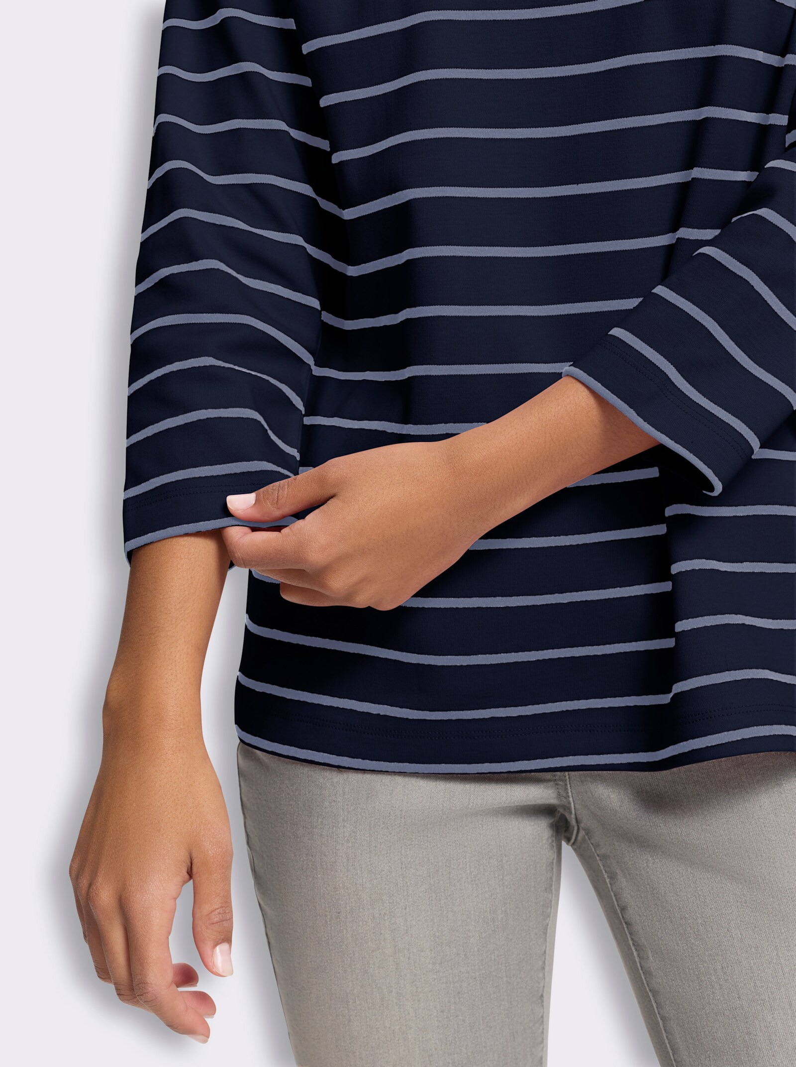 heine Ringelshirt mit 3/4-Arm - marine-taubenblau-geringelt