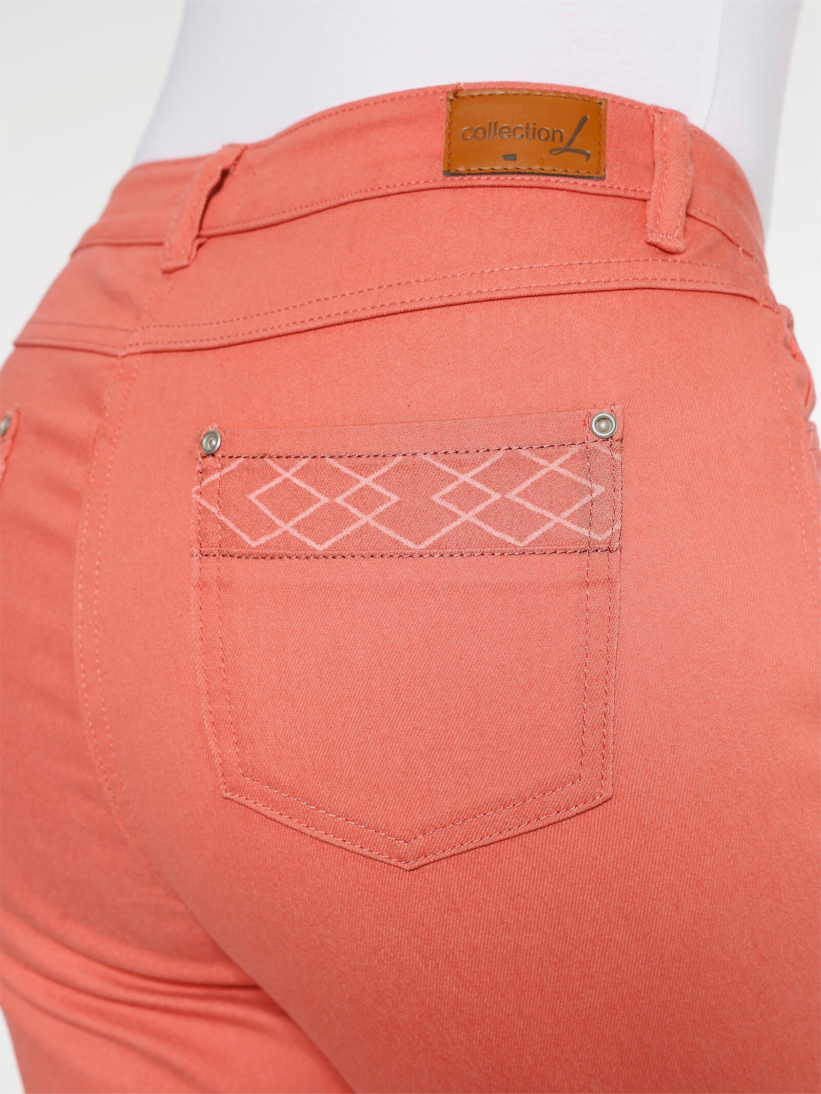 Jeans mit seitlichem Laser-Druckmuster - koralle