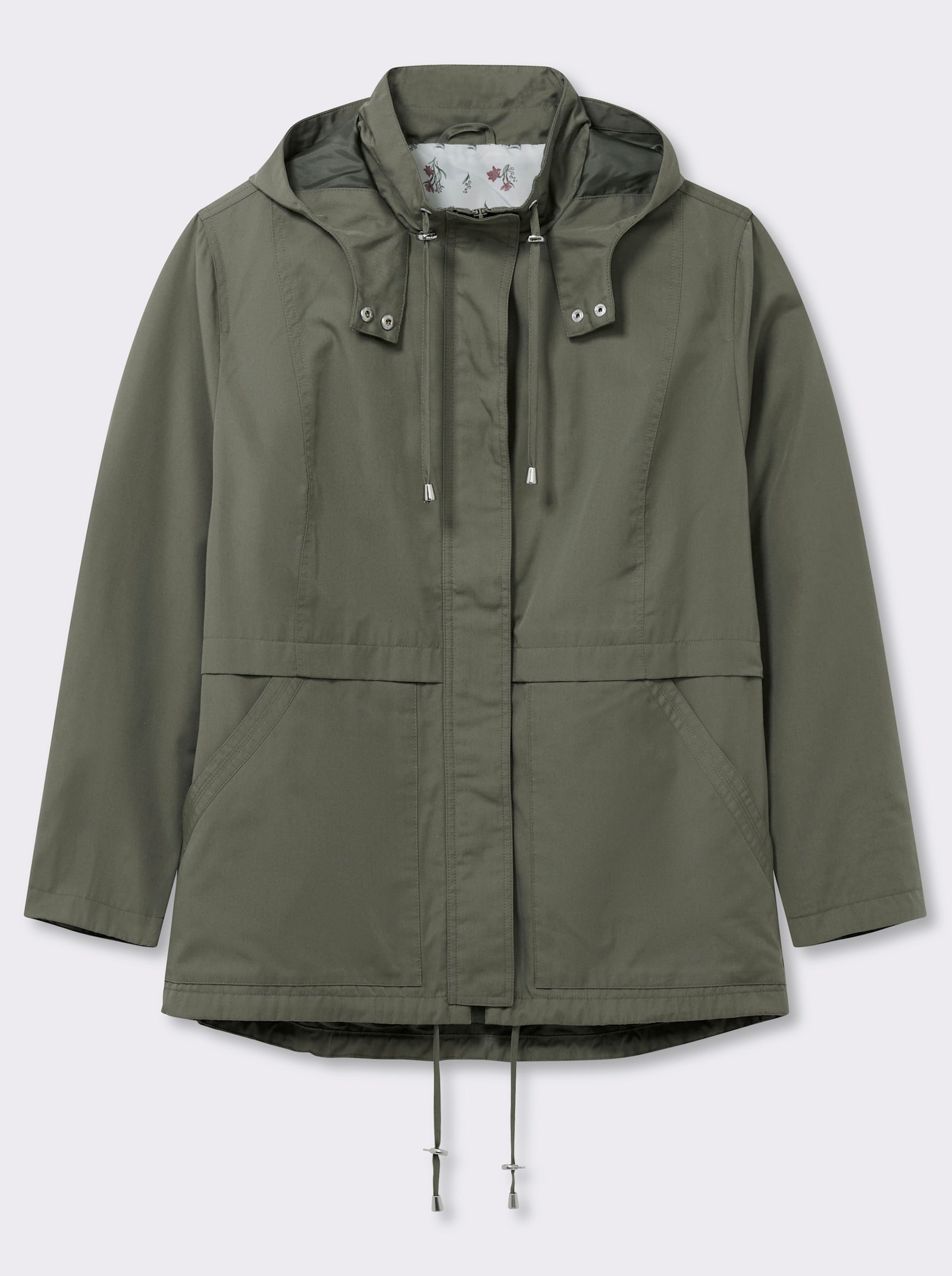 Kapuzenjacke mit Stehkragen - khaki