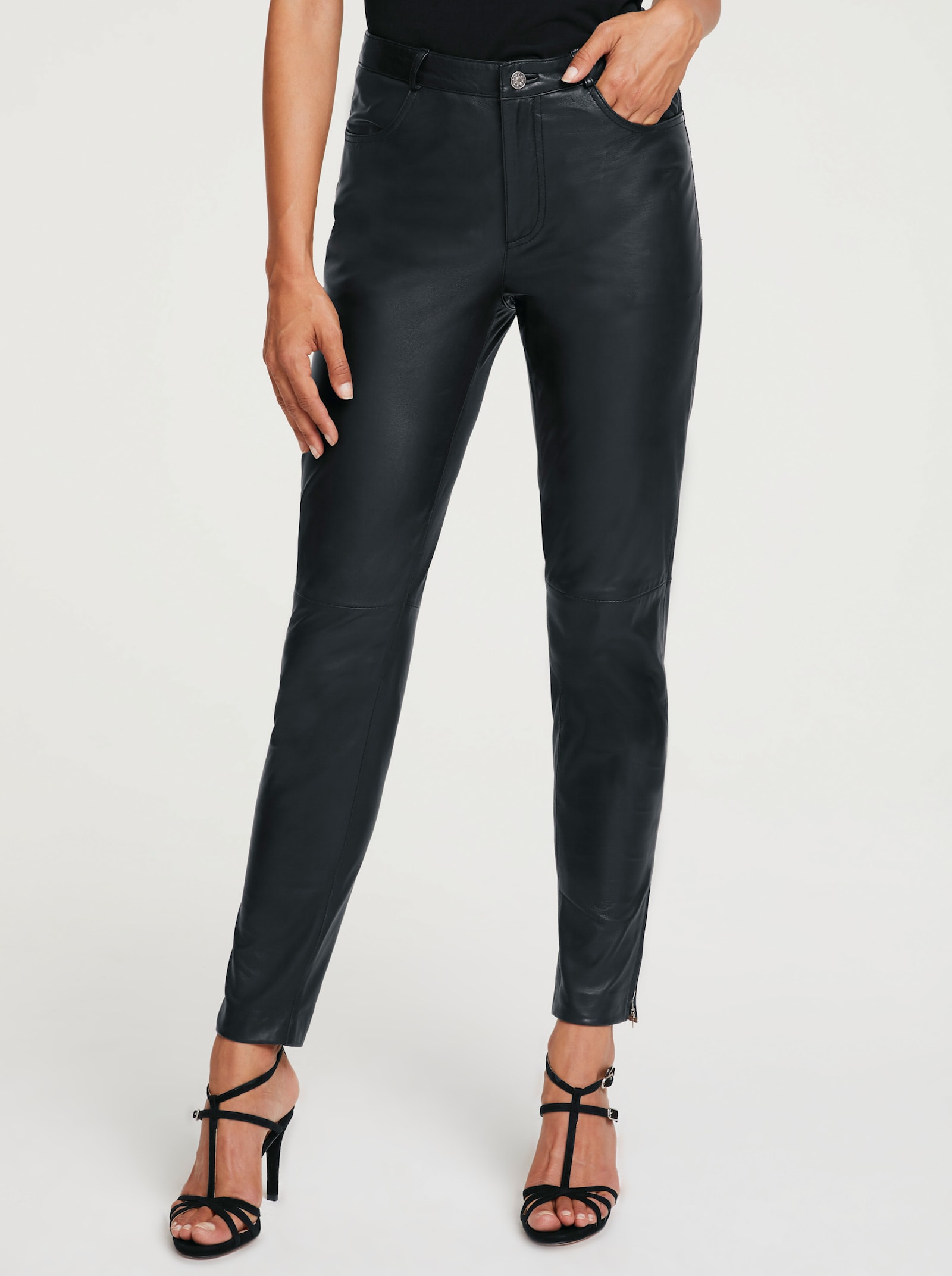 heine Pantalon skinny en cuir - noir