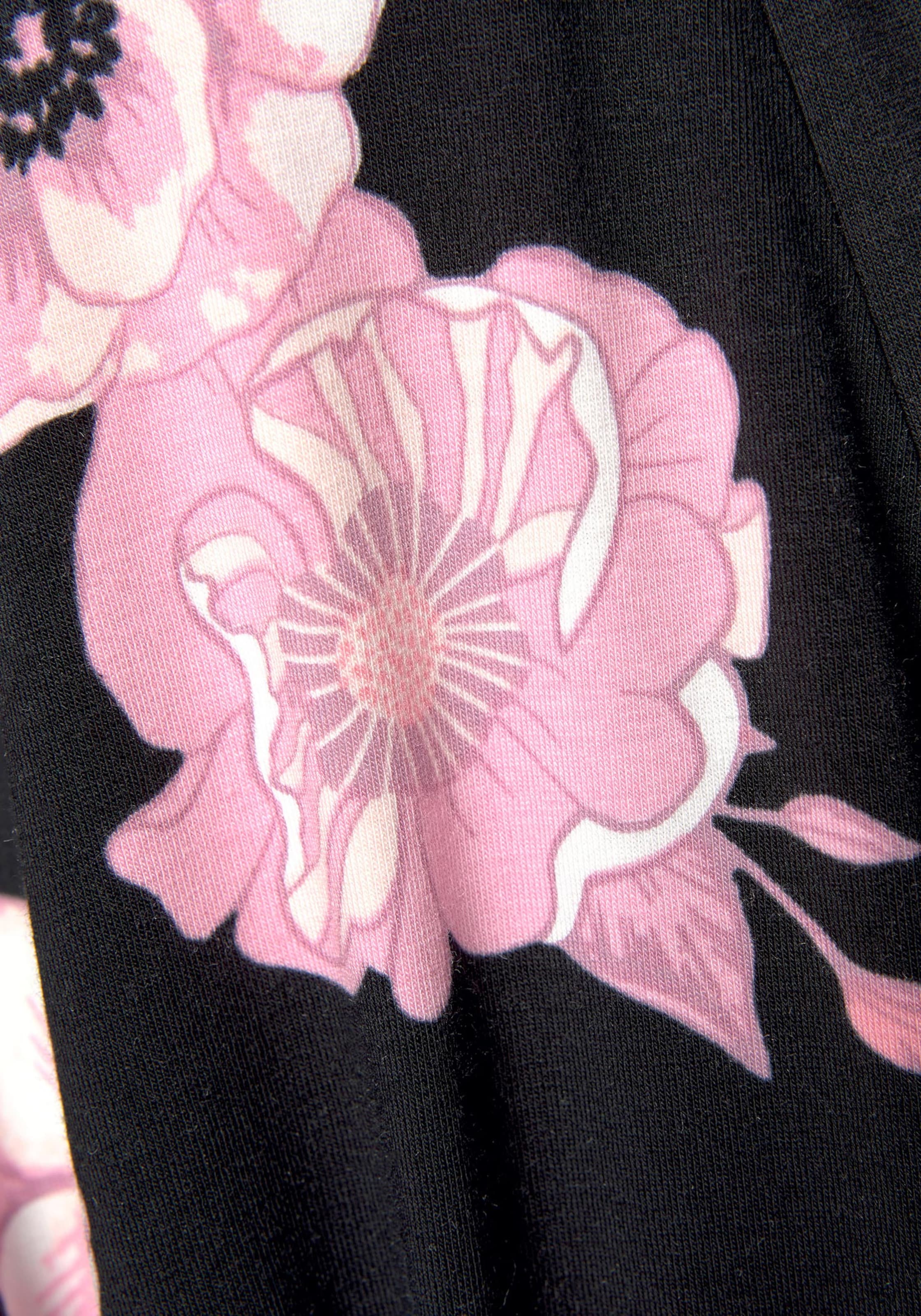 Damenmode Nachtwäsche & Homewear LASCANA Kimono in rosa-schwarz-gemustert 