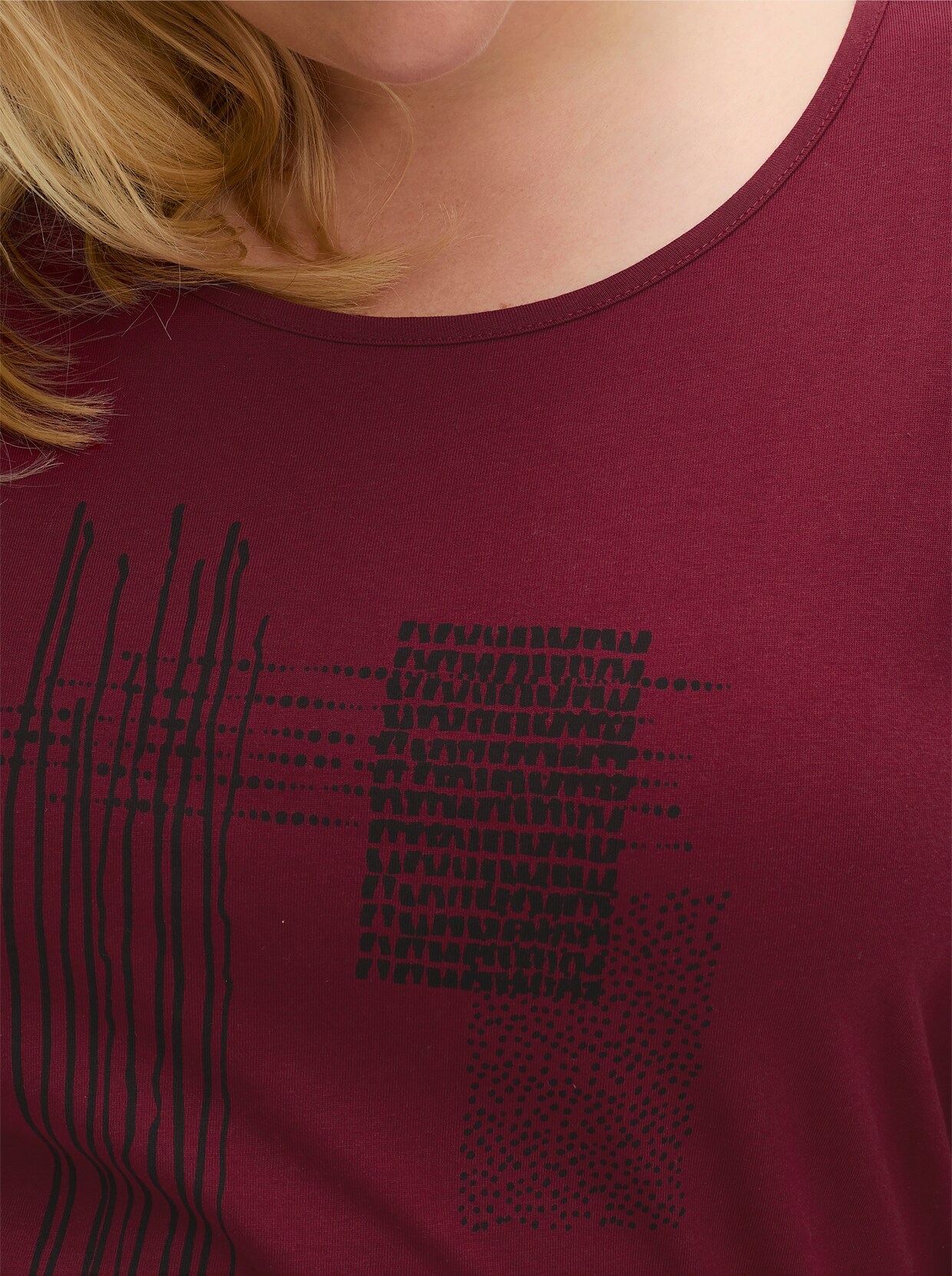 3/4-Arm-Shirt mit grafischem Druck - dunkelrot-schwarz