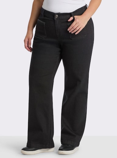 sheego Jeans mit weitem Beinschnitt - black-denim