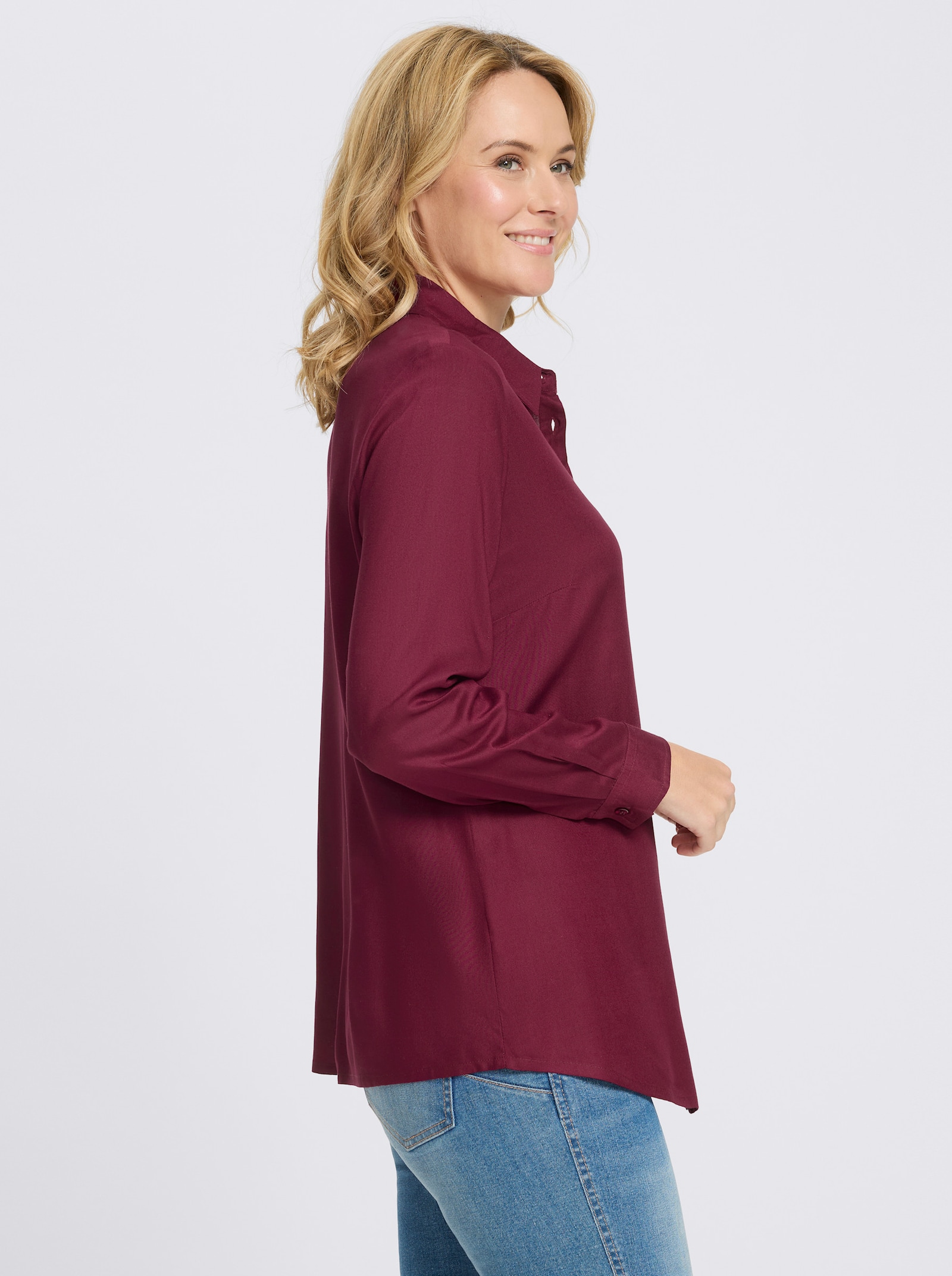 Longbluse in leichter A-Form - bordeaux