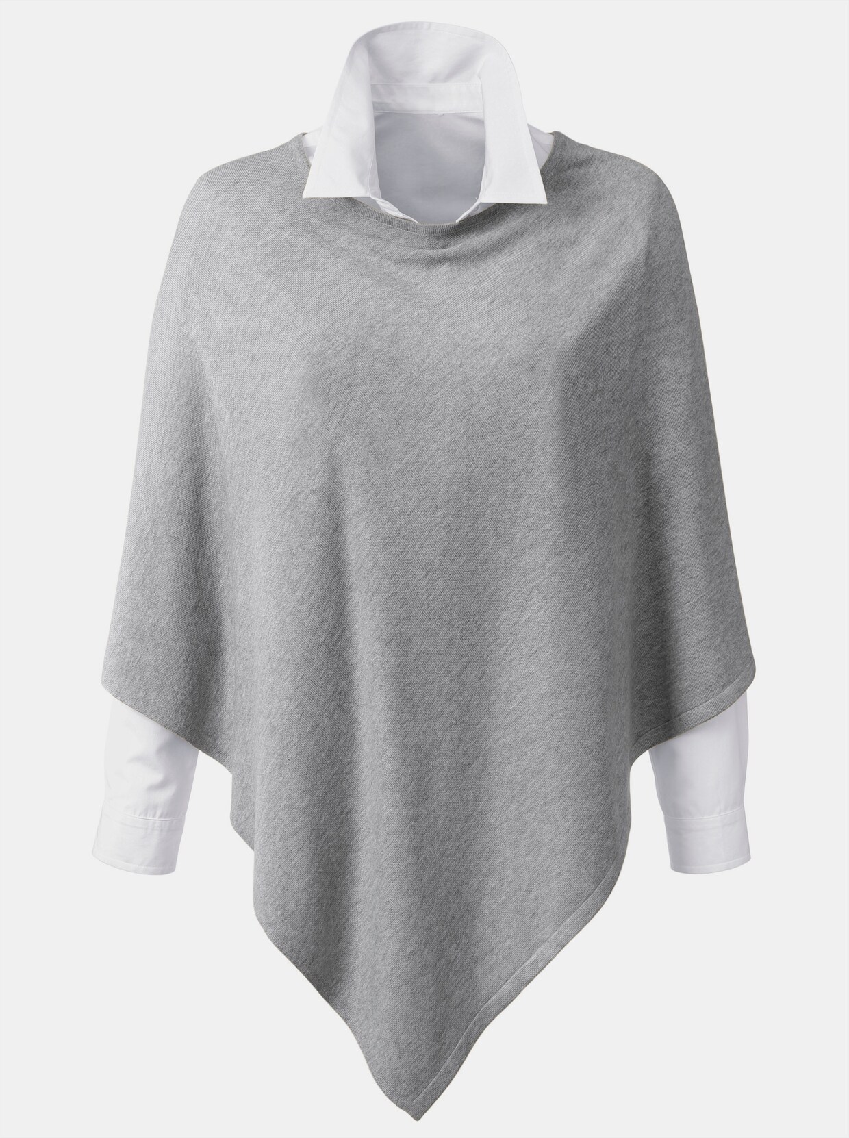 Gebreide poncho - grijs gemêleerd