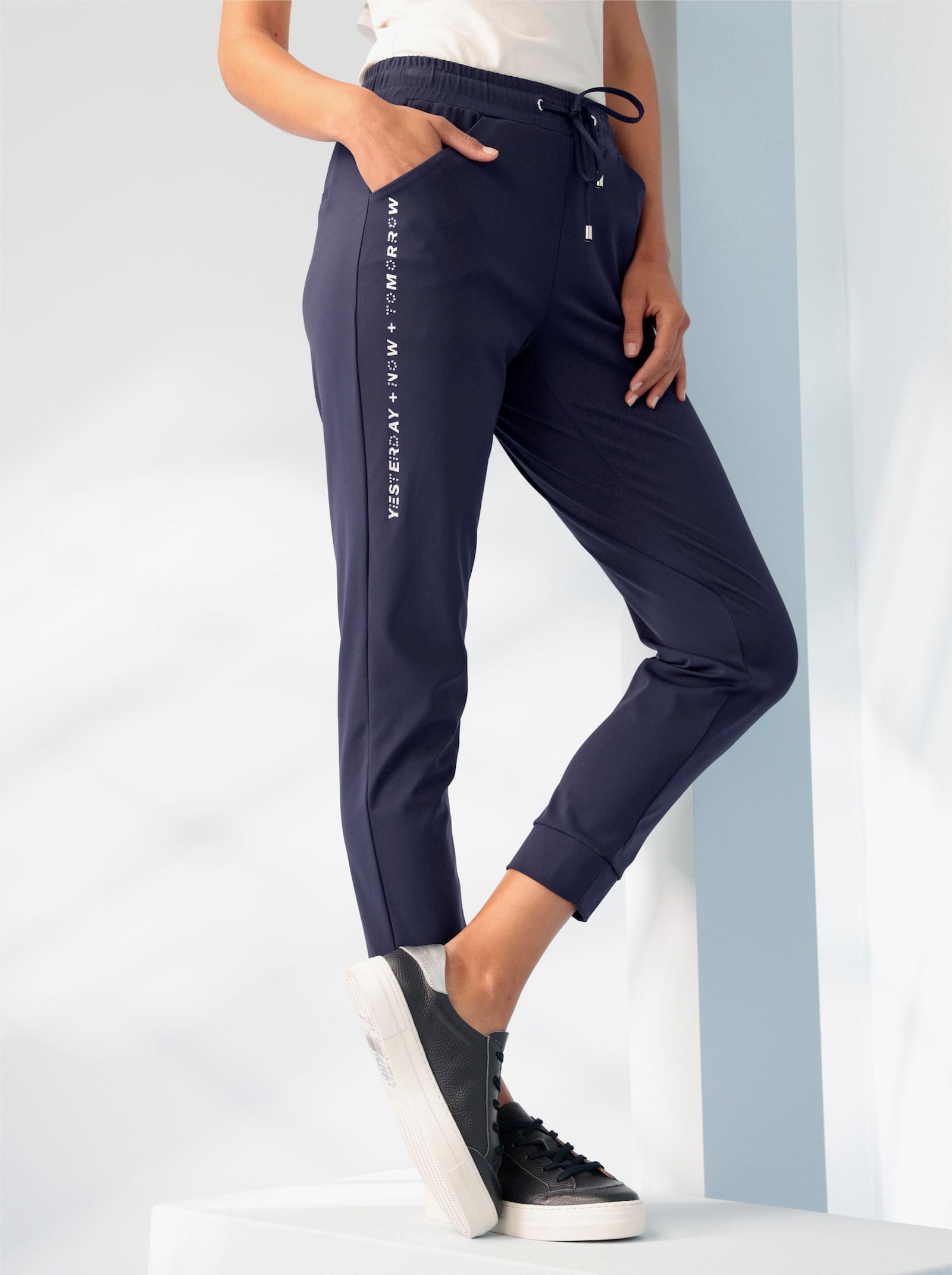 heine Jerseyhose mit Zippertasche - marine