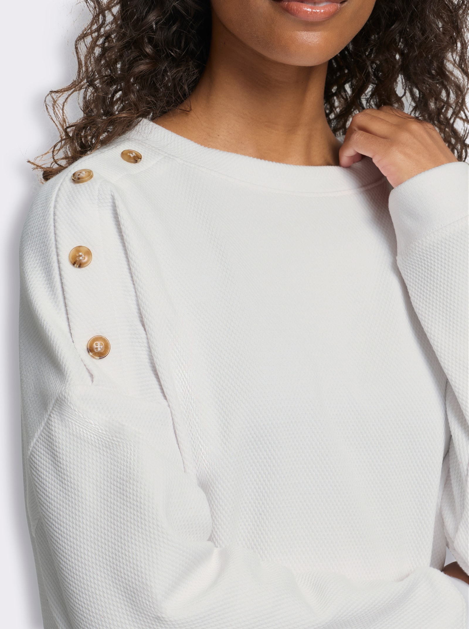 heine Langarmshirt mit Waffelstruktur - ecru