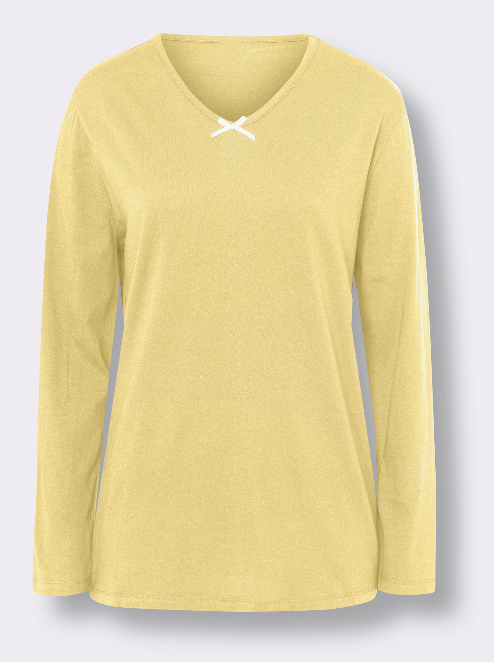 Pyžamové tričko se saténovou mašličkou, čistá bavlna - citronová