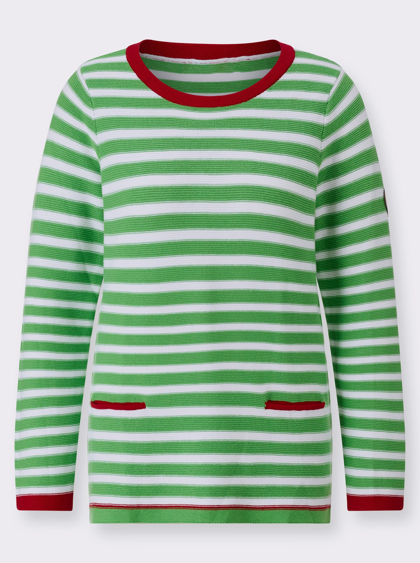 Tröja med kontraster, randig - äpple-vit, randig