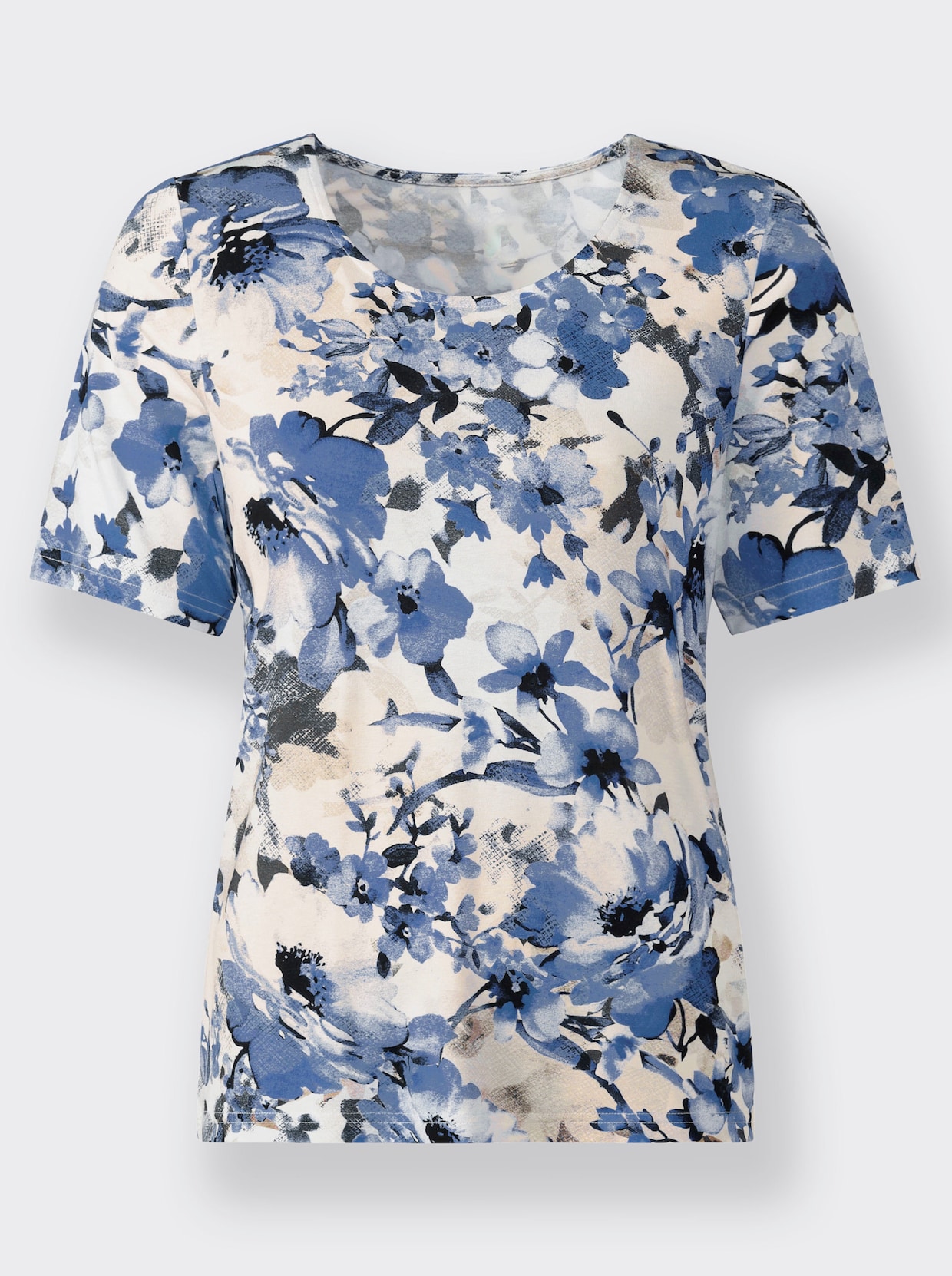 Shirt met korte mouwen - middelblauw/sesam bedrukt