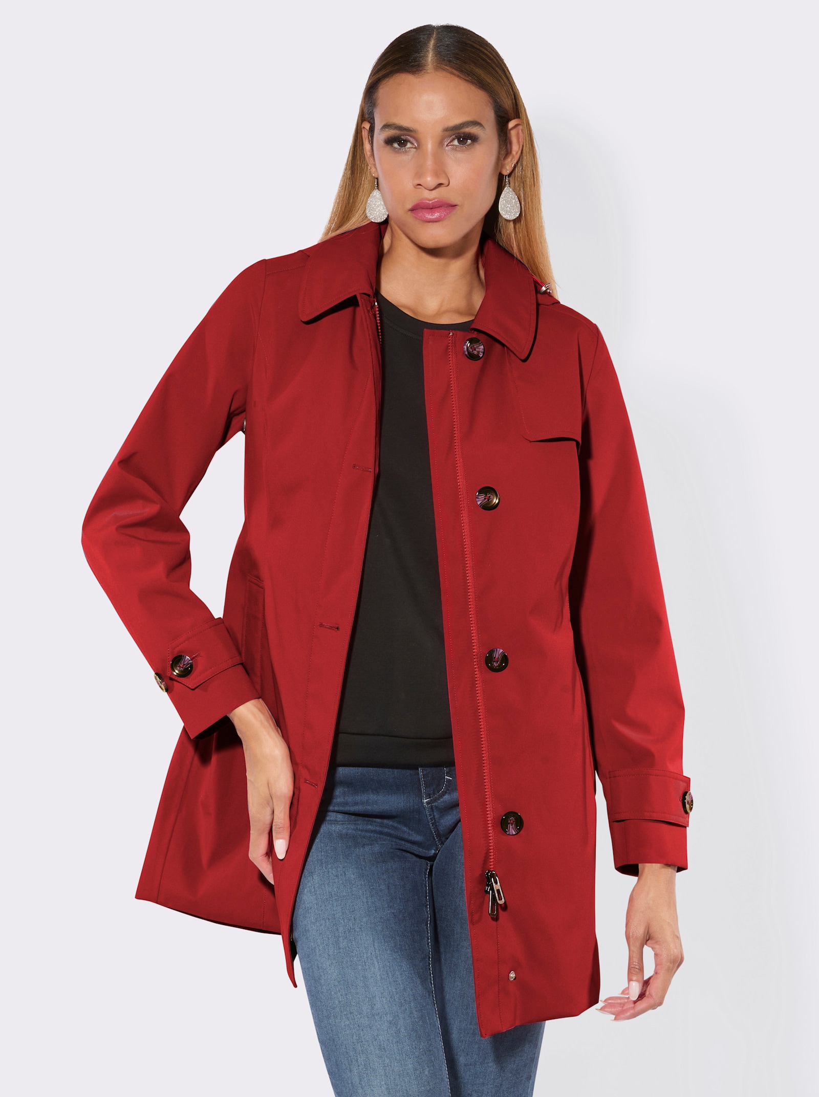 Manisa Trenchcoat mit Gehschlitz hinten - rot