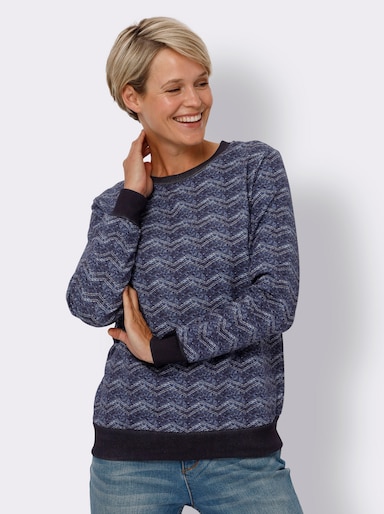 Sweatshirt - marine-hellgrau-bedruckt