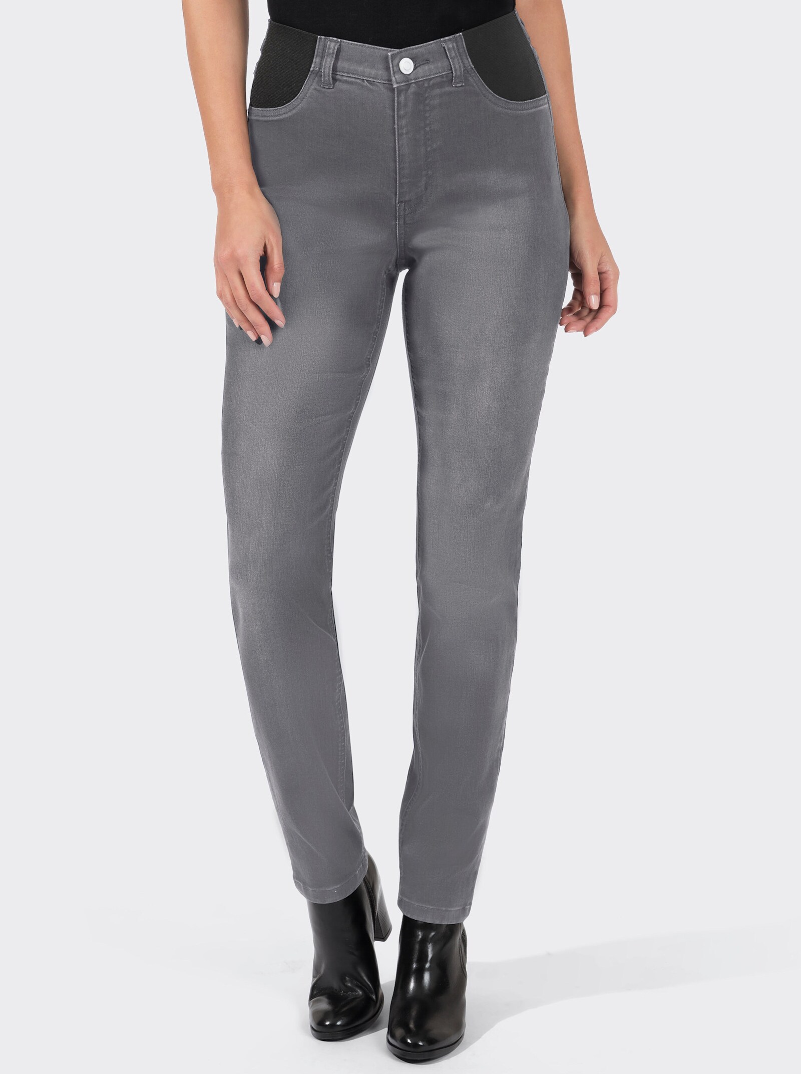 Jeans met stretchinzetten - grey-denim