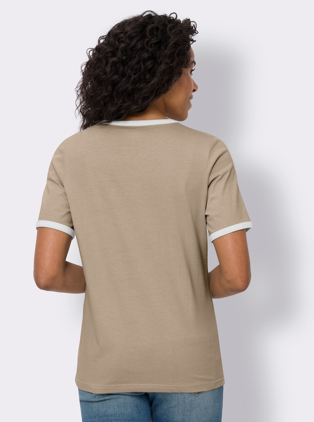 Kortärmad topp - beige-gräddvit