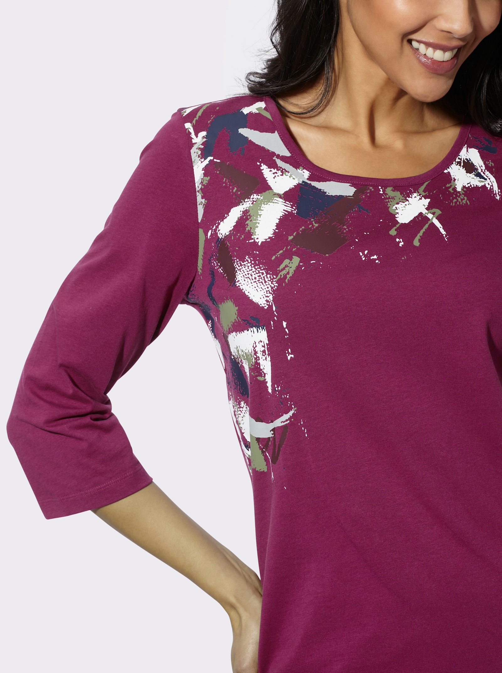 Freizeitshirt mit platziertem Druck - malve