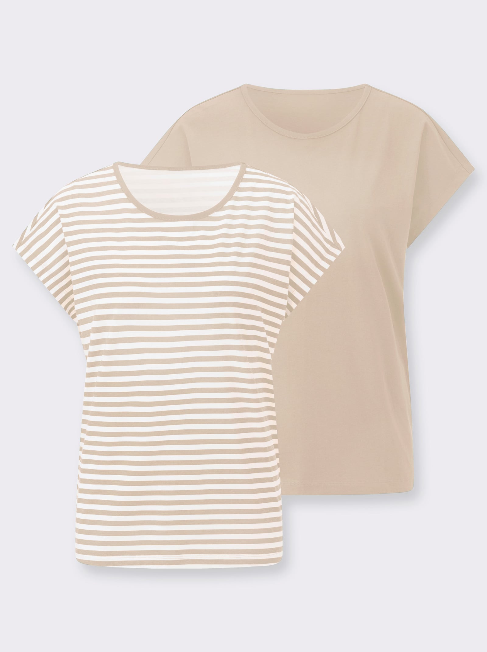 Shirt-Set mit überschnittenen Schultern - sand
