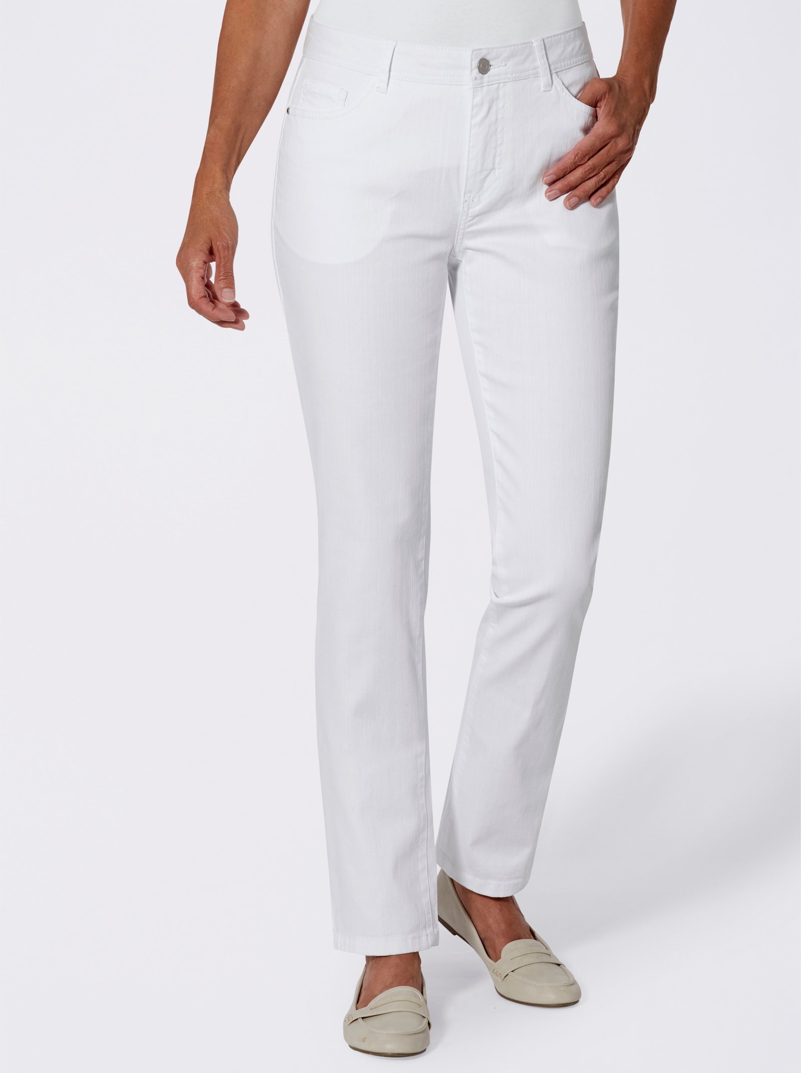 Jeans met geborduurde achterzakken - wit