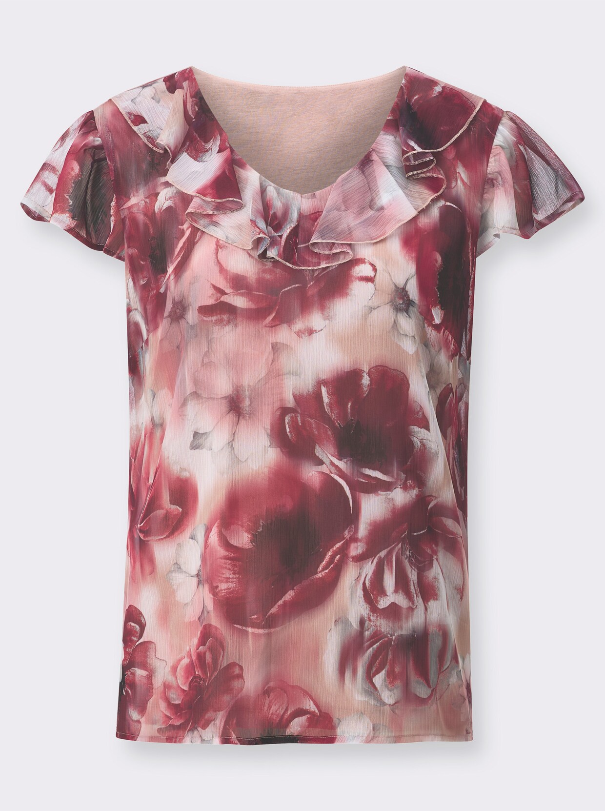 Blouse met print - poudre/donkerrood bedrukt