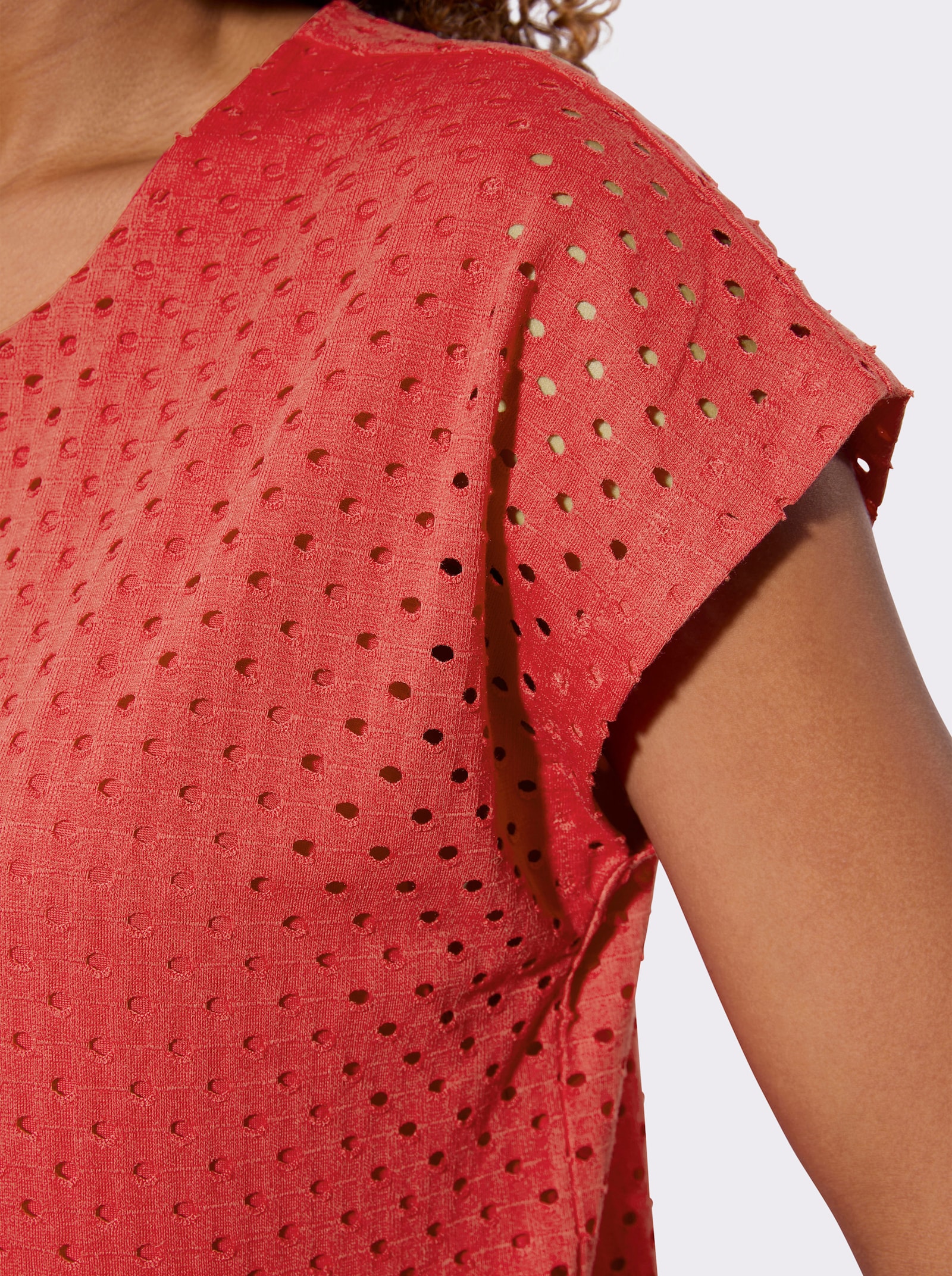 Shirt mit Jacquard-Lochmuster - erdbeere