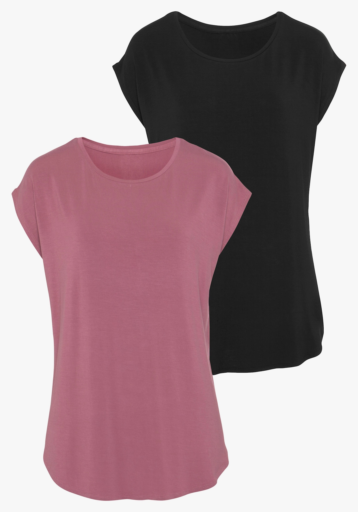 LASCANA Lang shirt - bessenrood, zwart