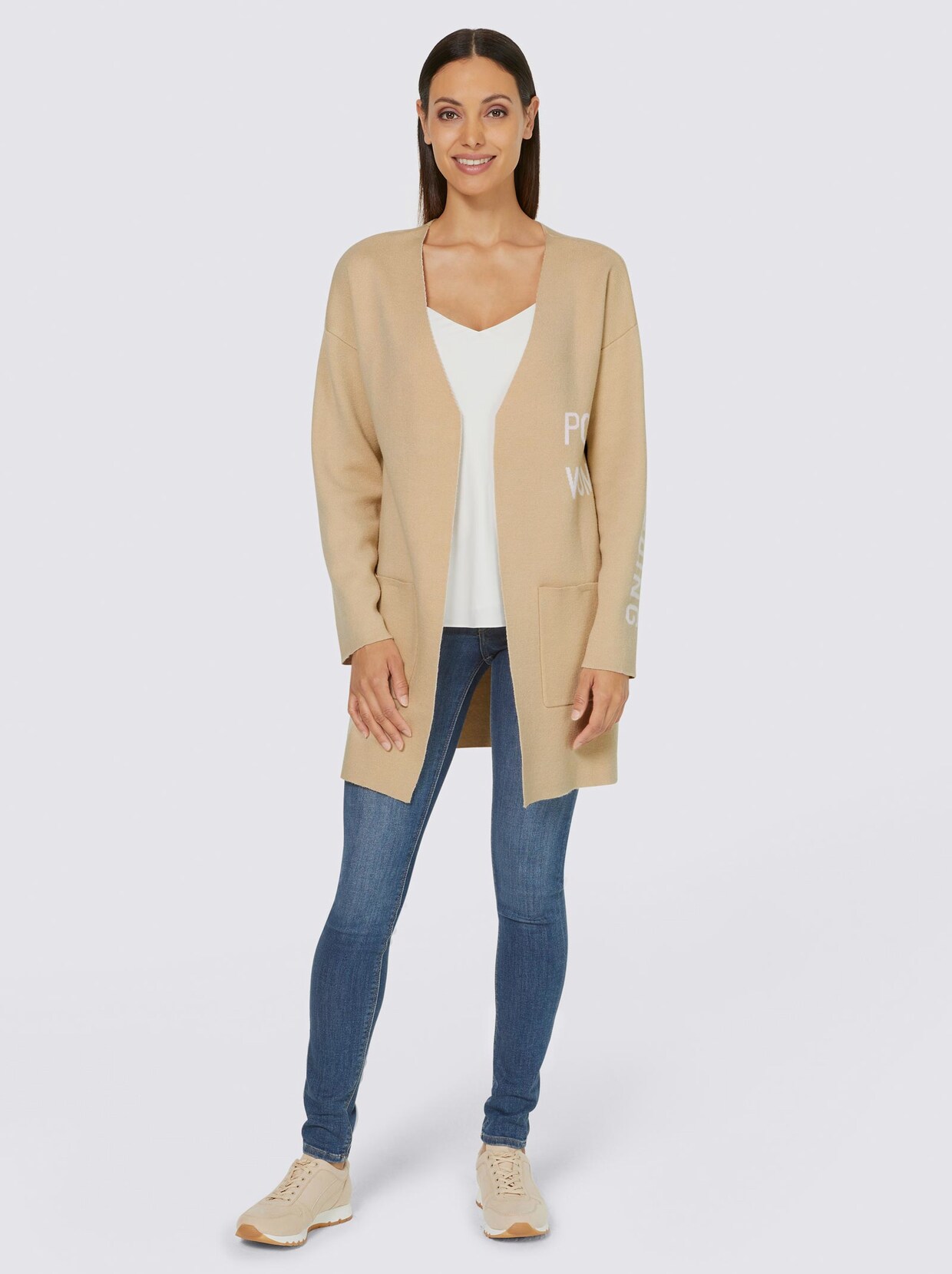 Rick Cardona Strickjacke - sand-ecru-gemustert