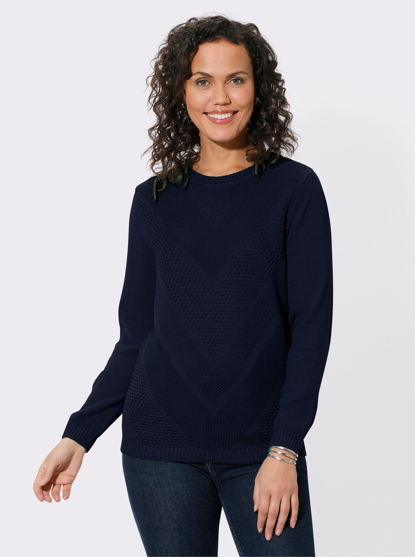 Langarm-Pullover mit Metallplättchen-Applikationen - marine