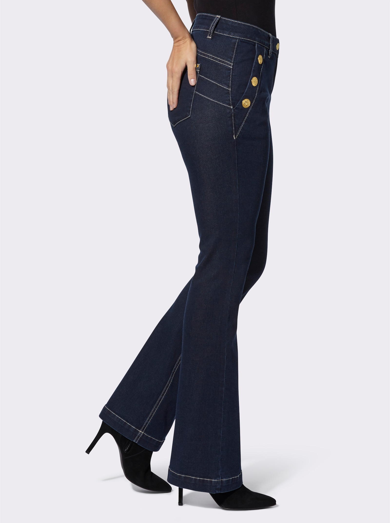 heine Bootcut-Jeans mit großen Zierknöpfen - dark blue