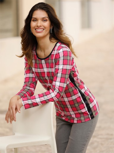 Langarmshirt - pink-ecru-bedruckt