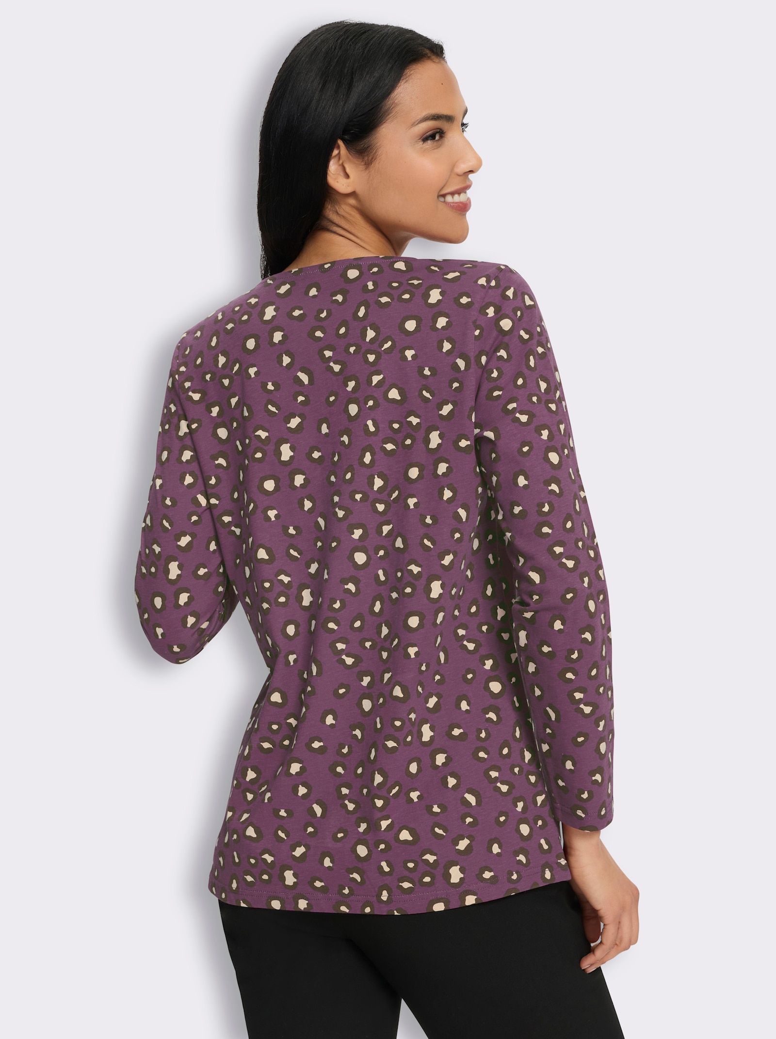 Langarmshirt mit Animalmuster - violett-schoko-bedruckt