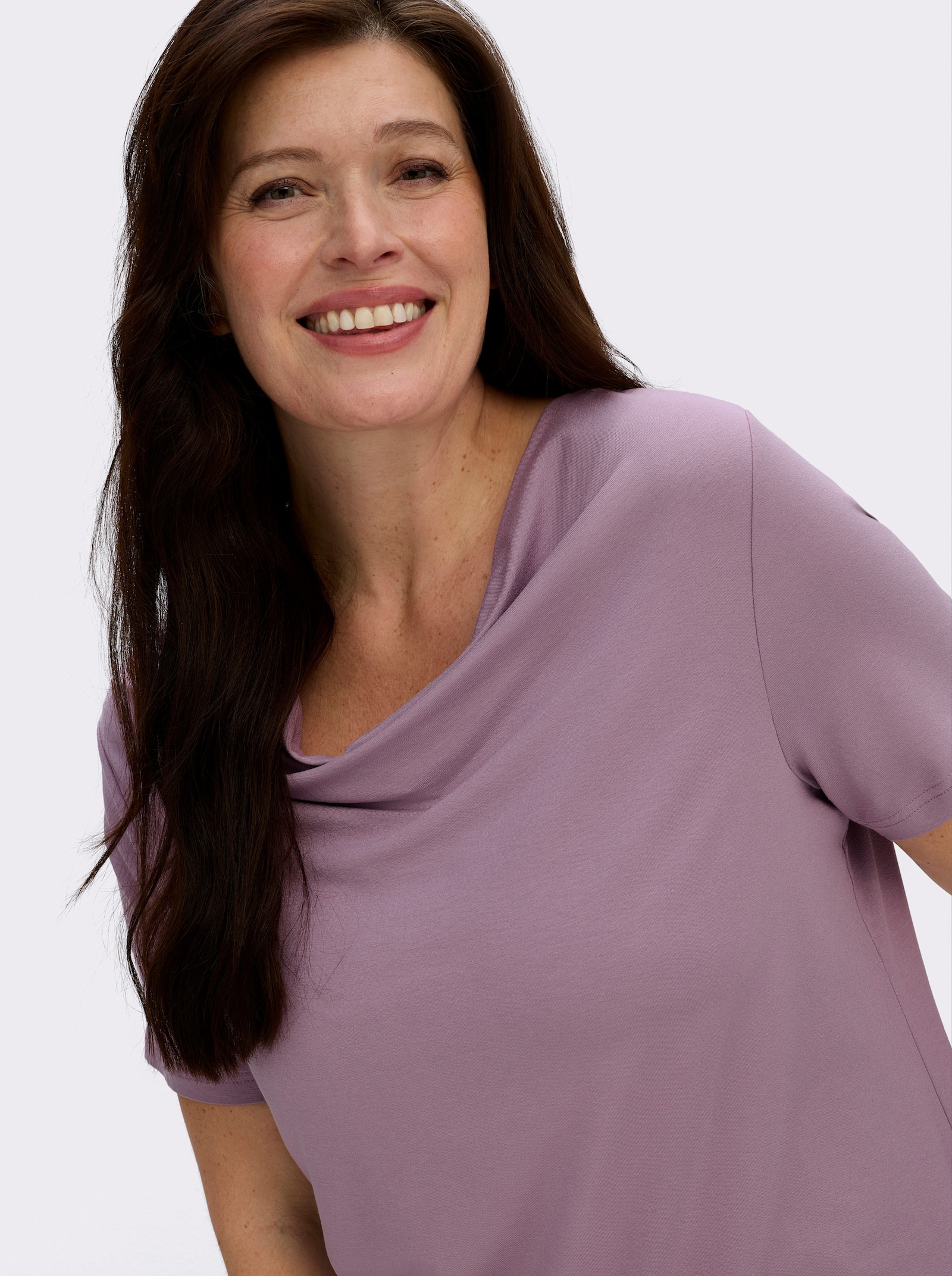 Wasserfallshirt mit kurzen Ärmeln - lavendel