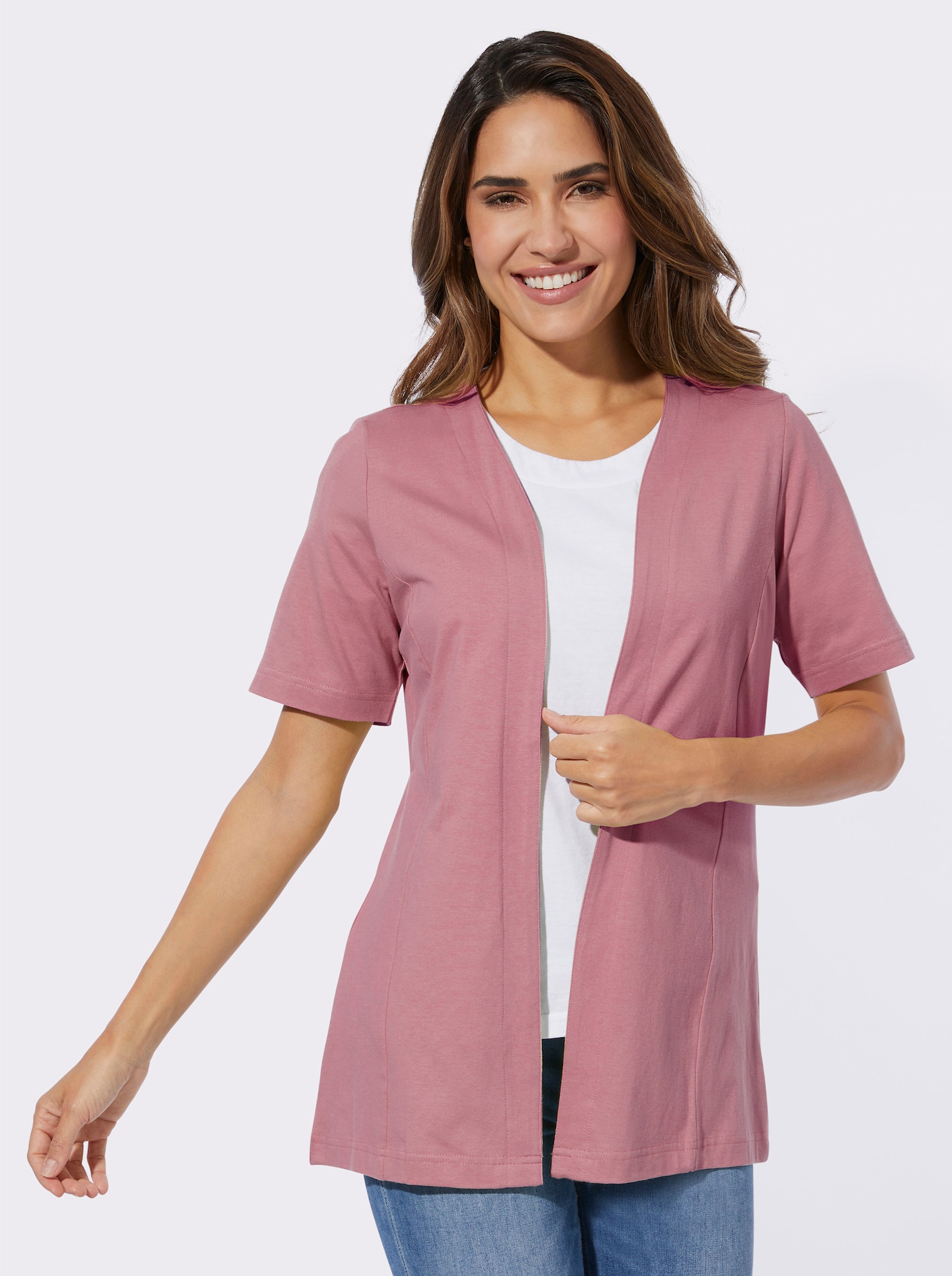 Shirtjacke aus Baumwolle - altrosa