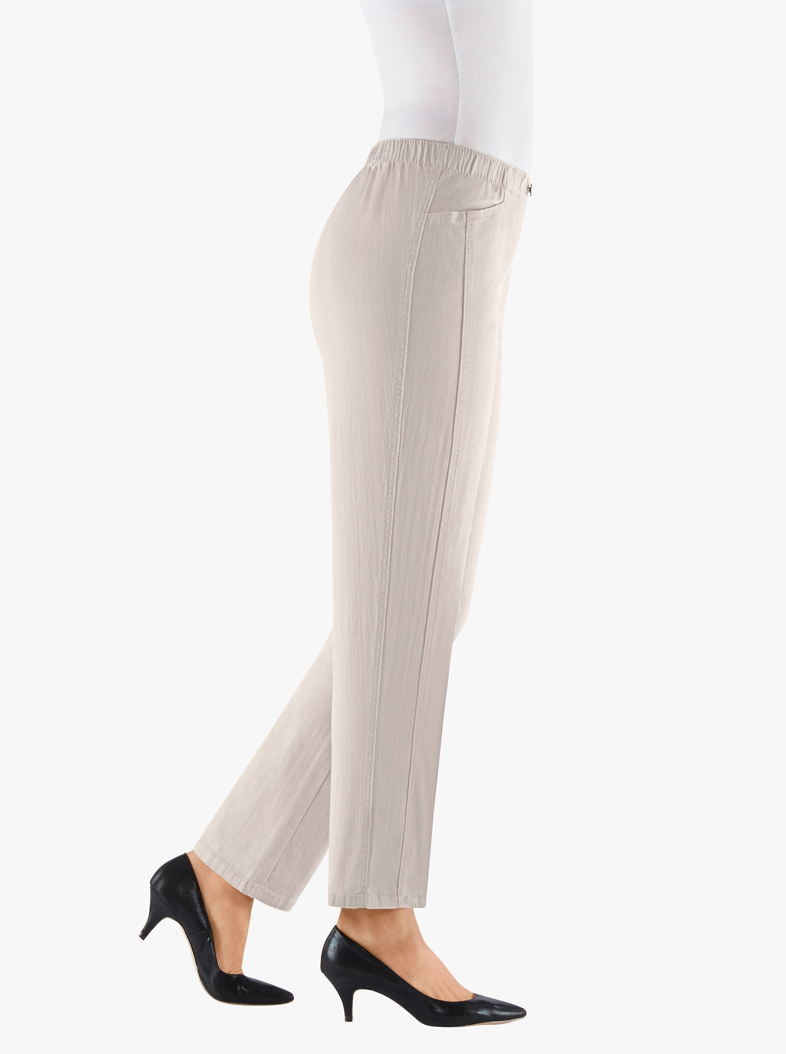 Comfortjeans met comfortband rondom - steengrijs